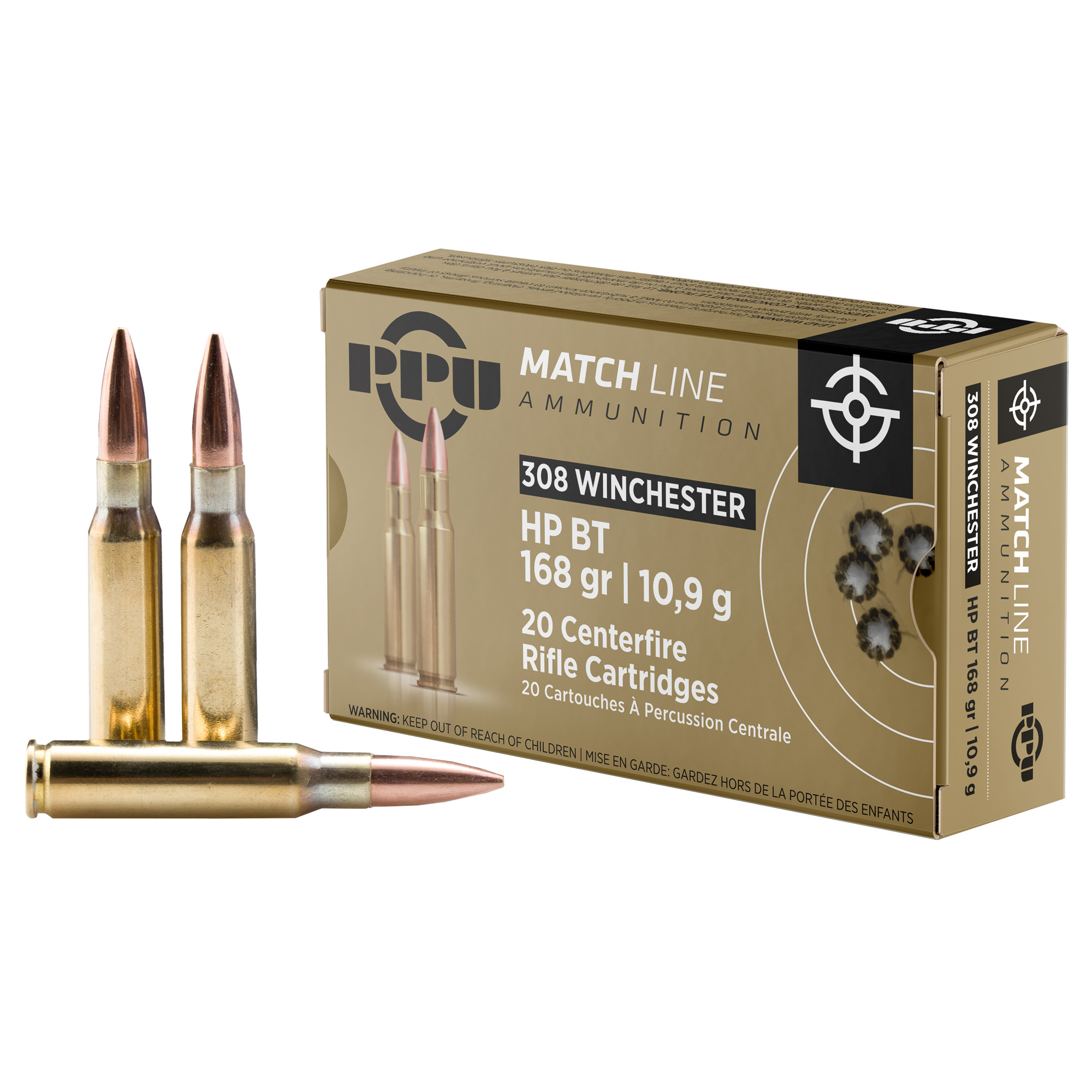 PPU .308 Win Match 168 Grain HPBT 20/200 bulk ammo product image