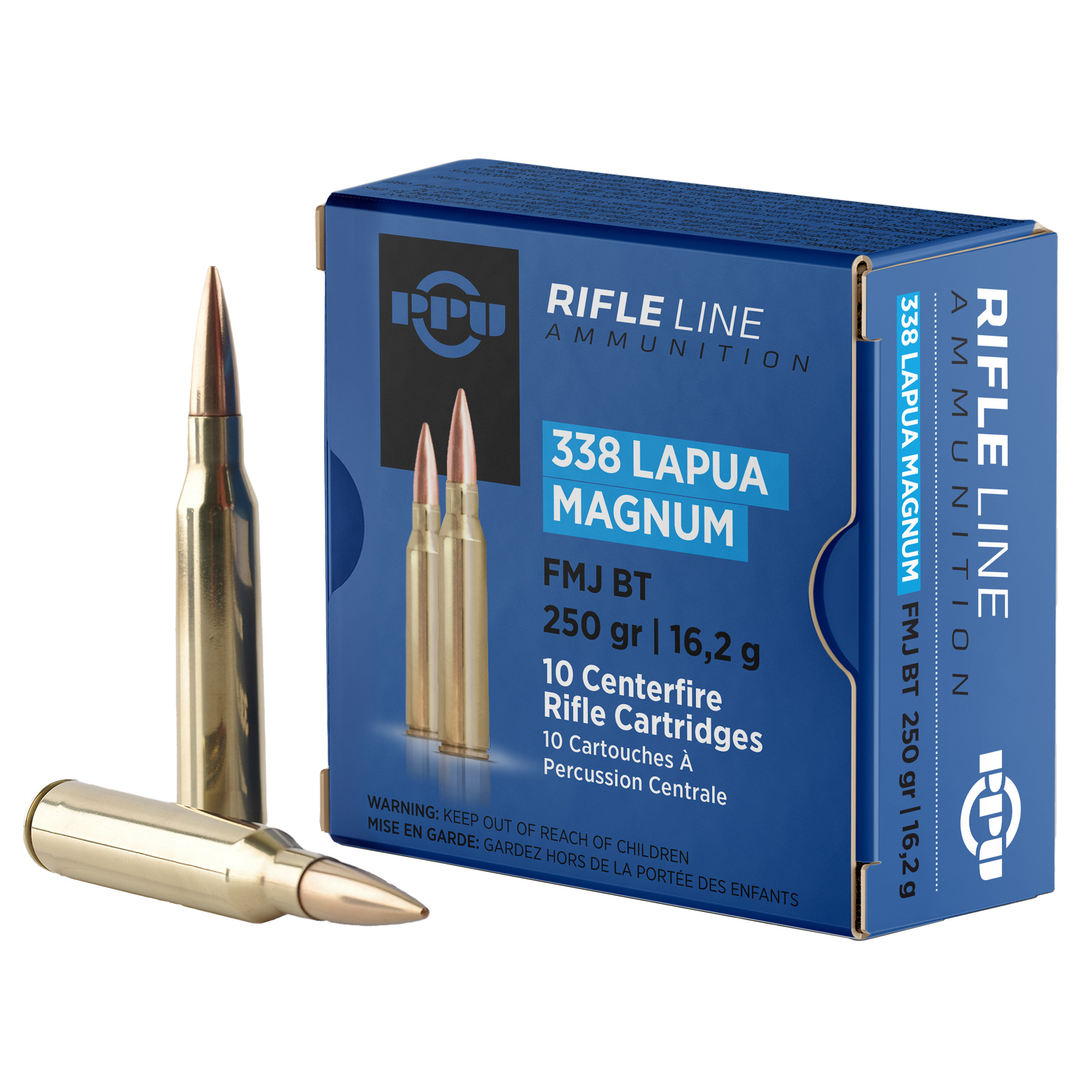 PPU .338 Lapua Mag 250 Grain HPBT 10/200 bulk ammo product image