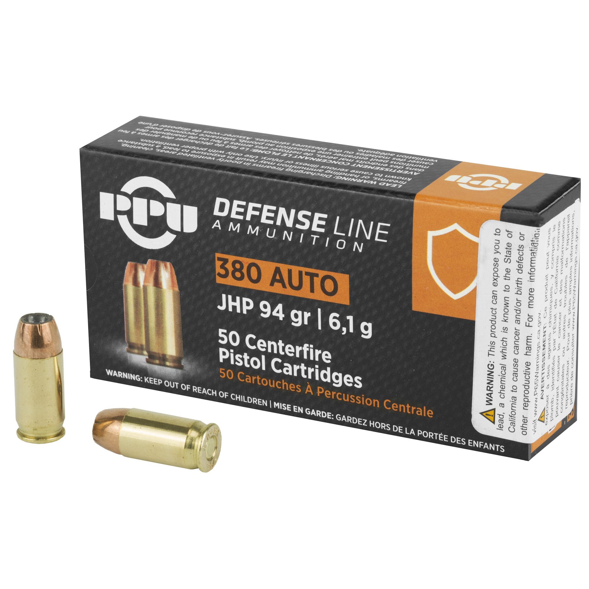 PPU 380 ACP JHP 94 Grain 50/1000 bulk ammo product image