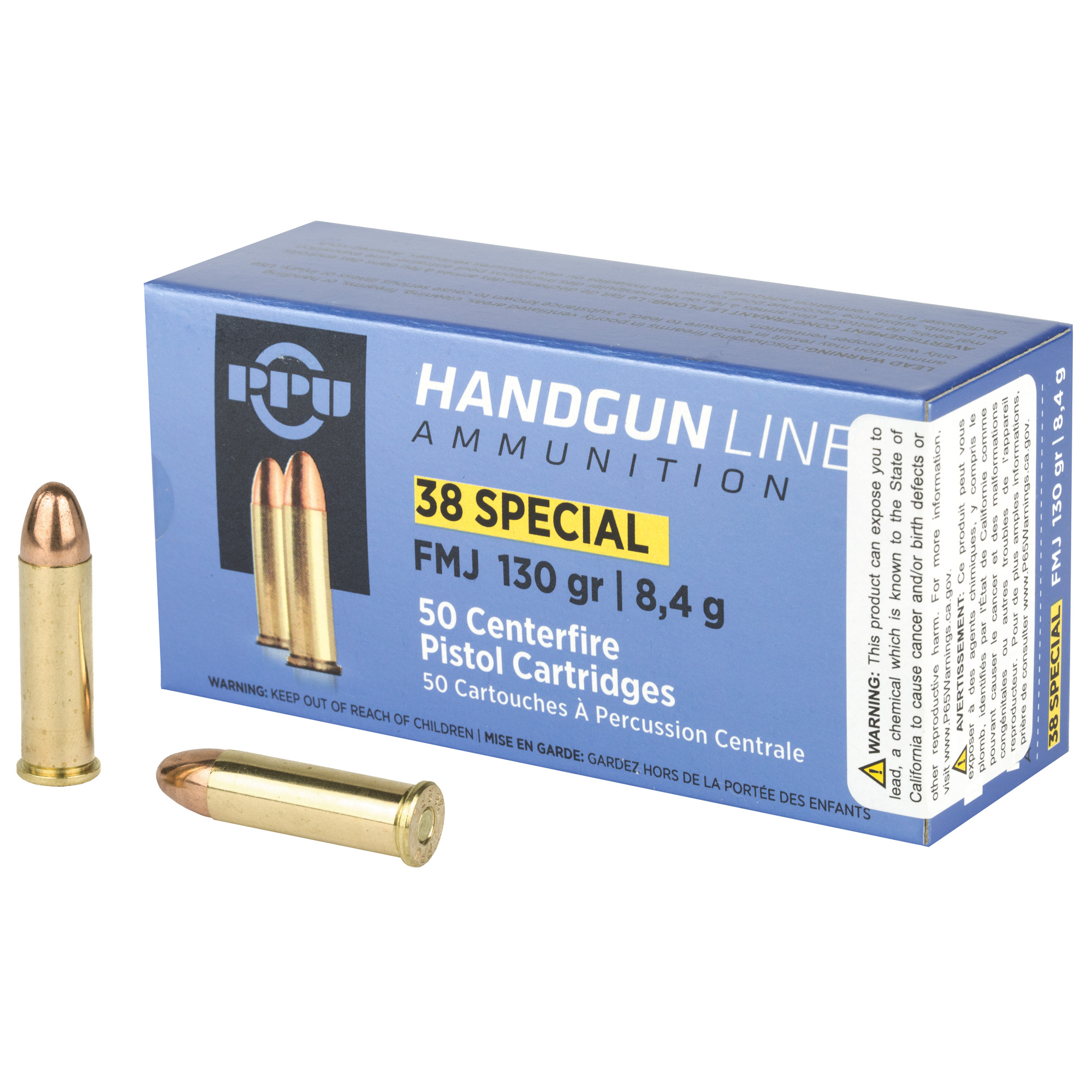 PPU 38spl FMJ 130 Grain 50/500 bulk ammo product image