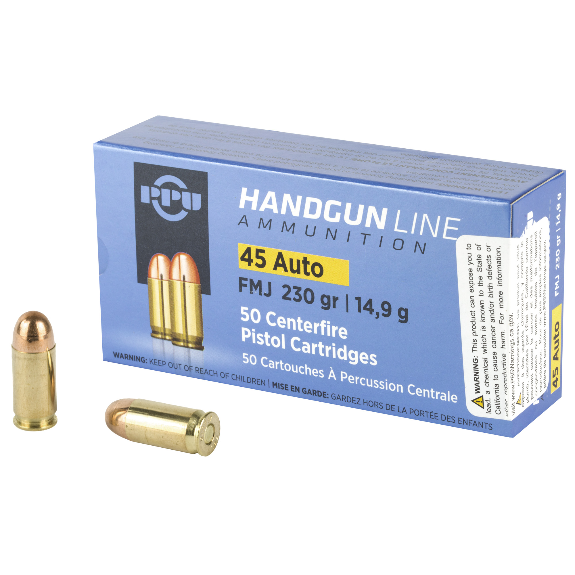 PPU 45 ACP FMJ 230 Grain 50/500 bulk ammo product image