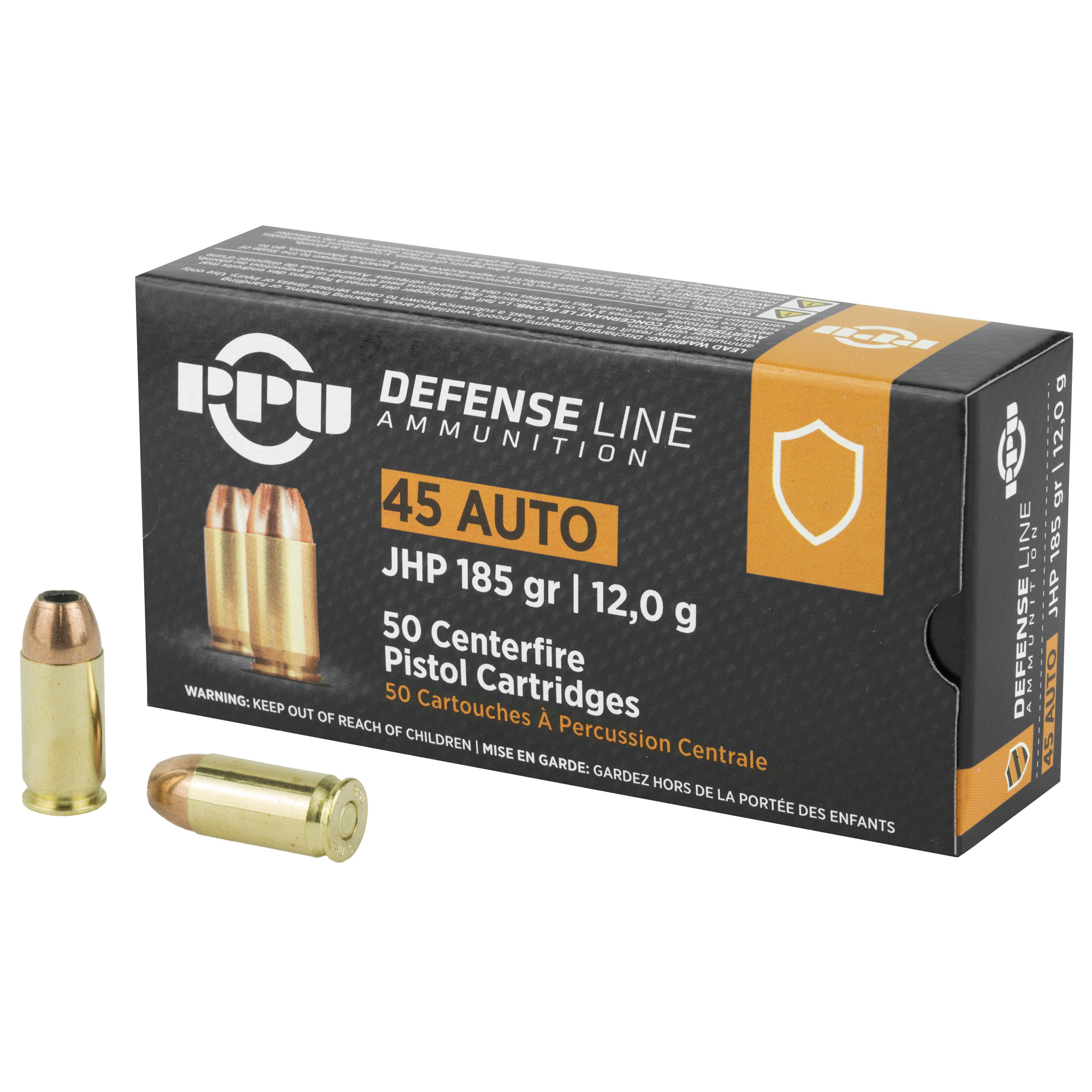 PPU 45 ACP JHP 185 Grain 50/500 bulk ammo product image