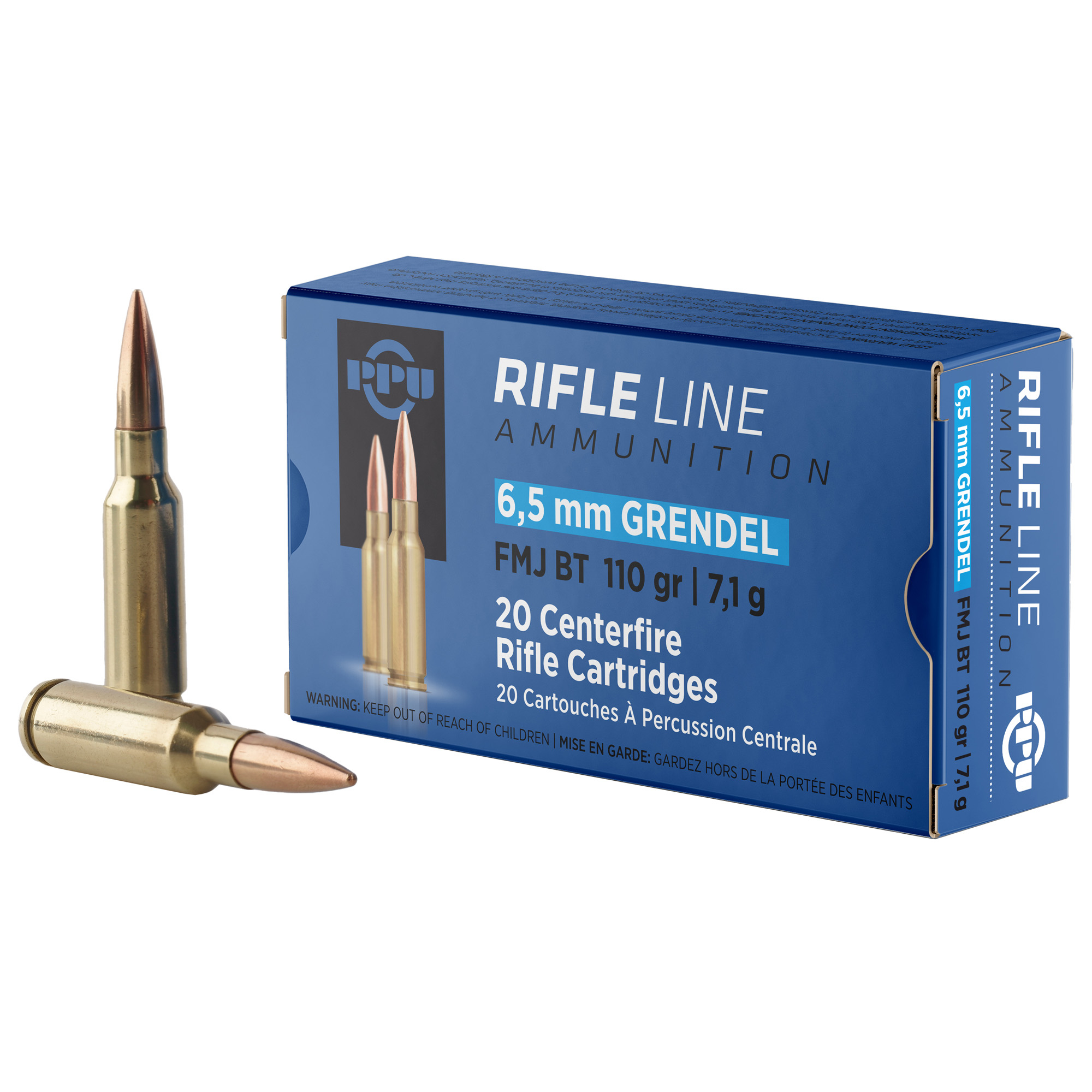PPU 6.5 Grendel 110 Grain FMJBT 20/500 bulk ammo product image