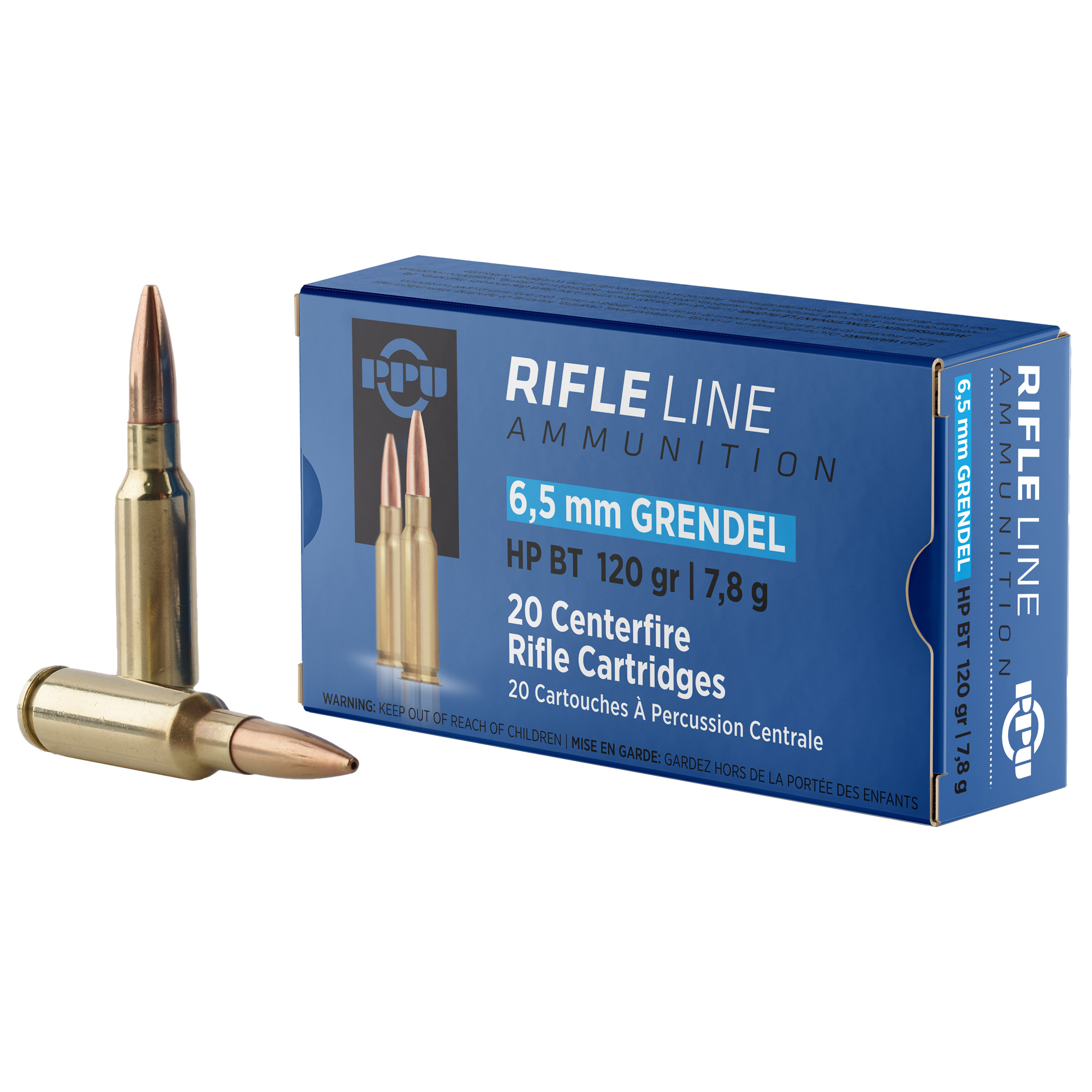 PPU 6.5 Grendel 120 Grain HPBT 20/500 bulk ammo product image