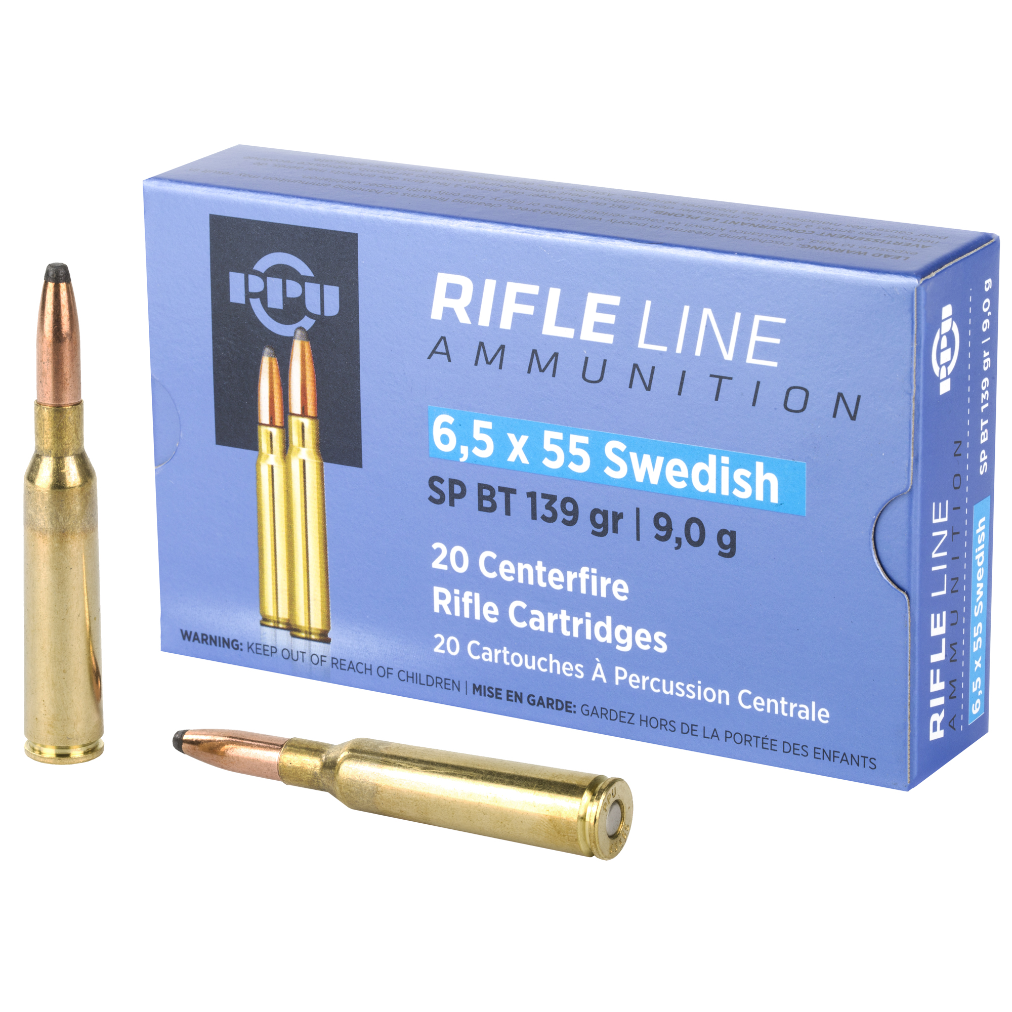 PPU 6.5×55 Swedish SP 139 Grain 20/200 bulk ammo product image