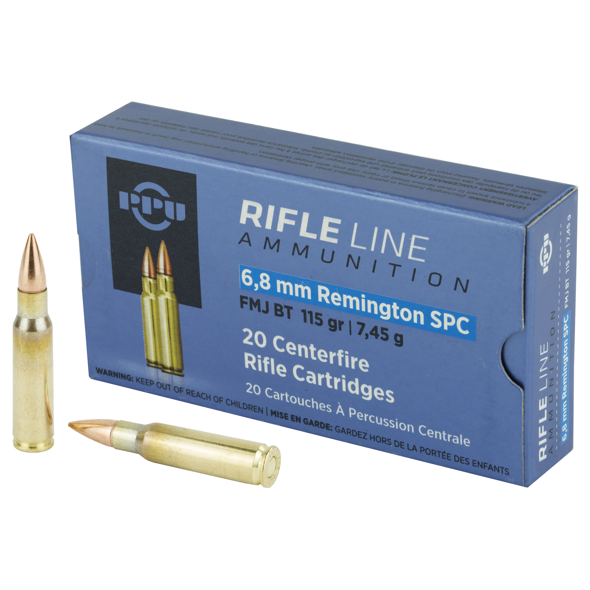 PPU 6.8spc FMJBT 115 Grain 20/1000 bulk ammo product image