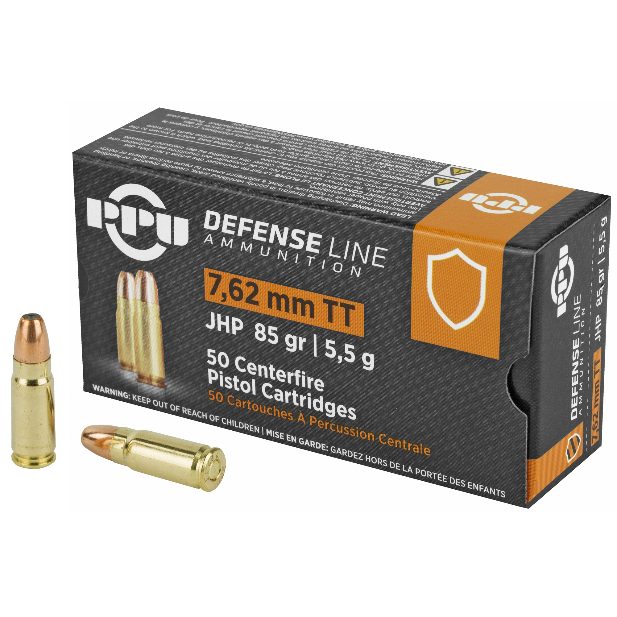 PPU 7.62 Tokarev JHP 85 Grain 50/500 bulk ammo product image