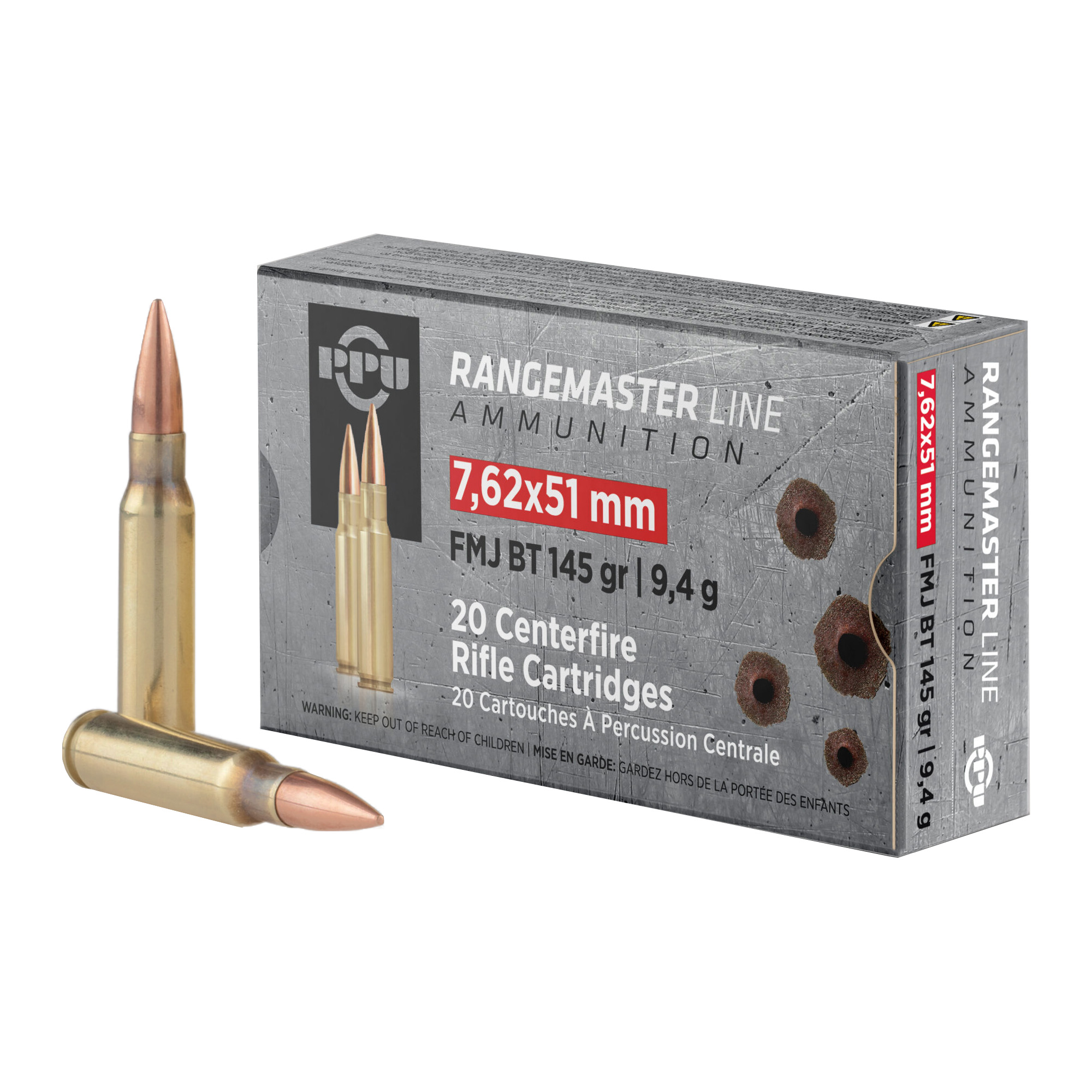 PPU 7.62×51 145 Grain Rm FMJBT 20/500 bulk ammo product image