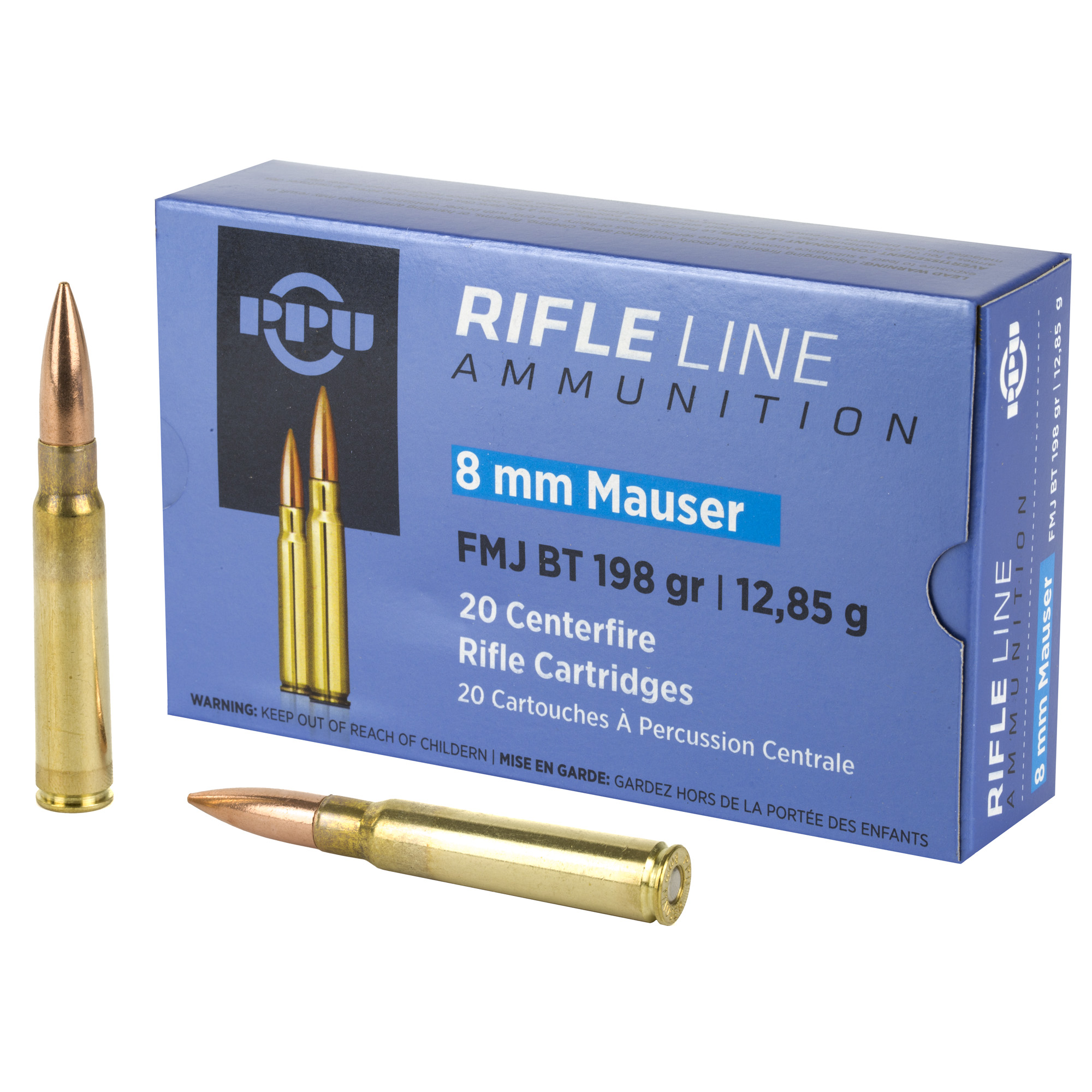 PPU 8mm Mauser FMJ 198 Grain 20/200 bulk ammo product image