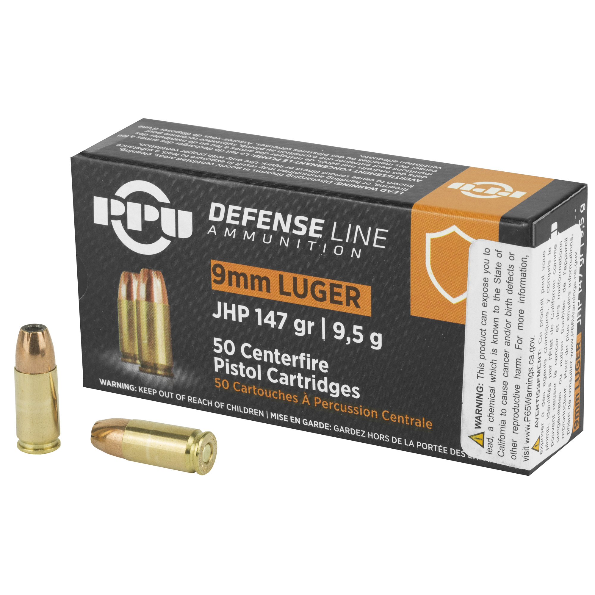 PPU 9mm JHP 147 Grain 50/1000 bulk ammo product image