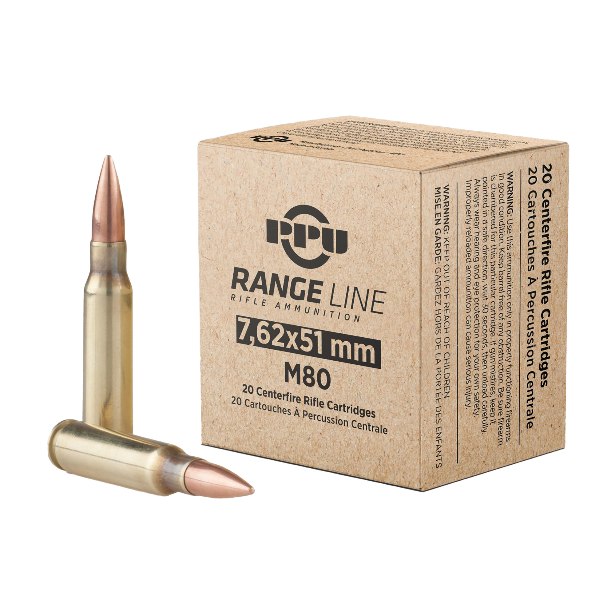 PPU Range 7.62×51 145 Grain FMJBT 20/500 bulk ammo product image