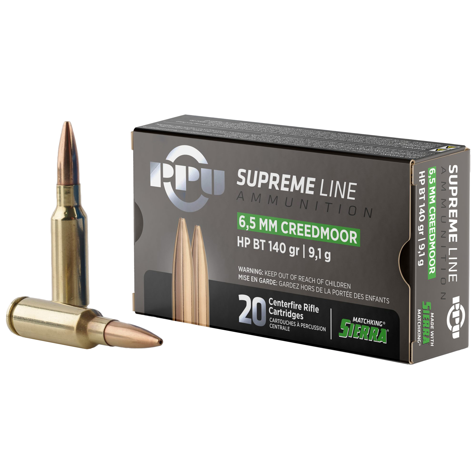 PPU Suprem 6.5cred 140 Grain HPBT 20/200 bulk ammo product image