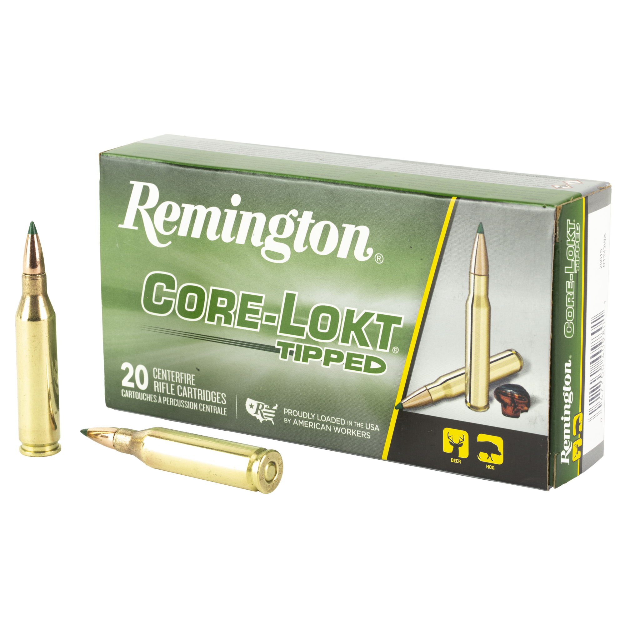 Remington 243win 95 Grain Clok Tipped 20/200 bulk ammo product image