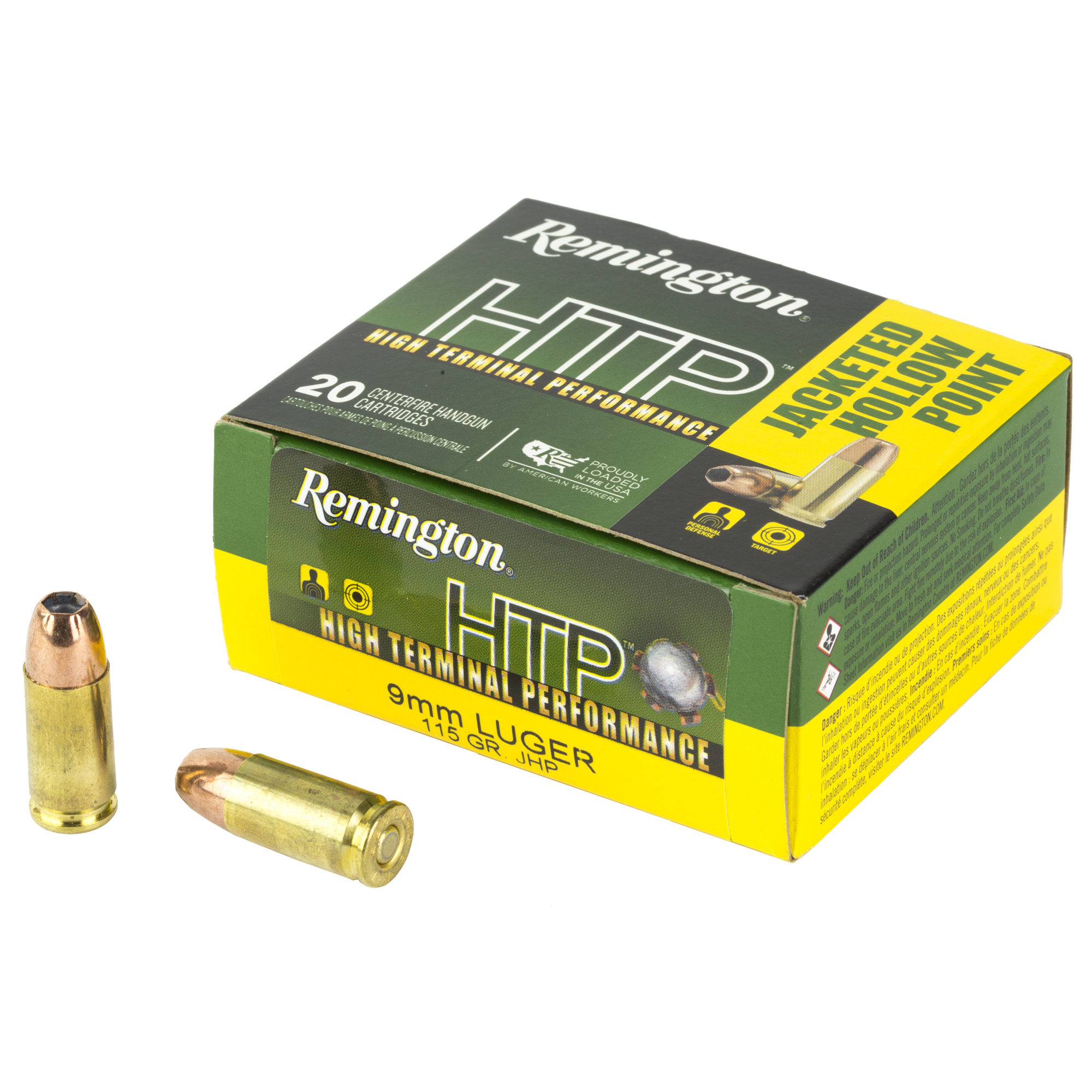 Remington 9mm Luger 115 Grain JHP 20/500 bulk ammo product image