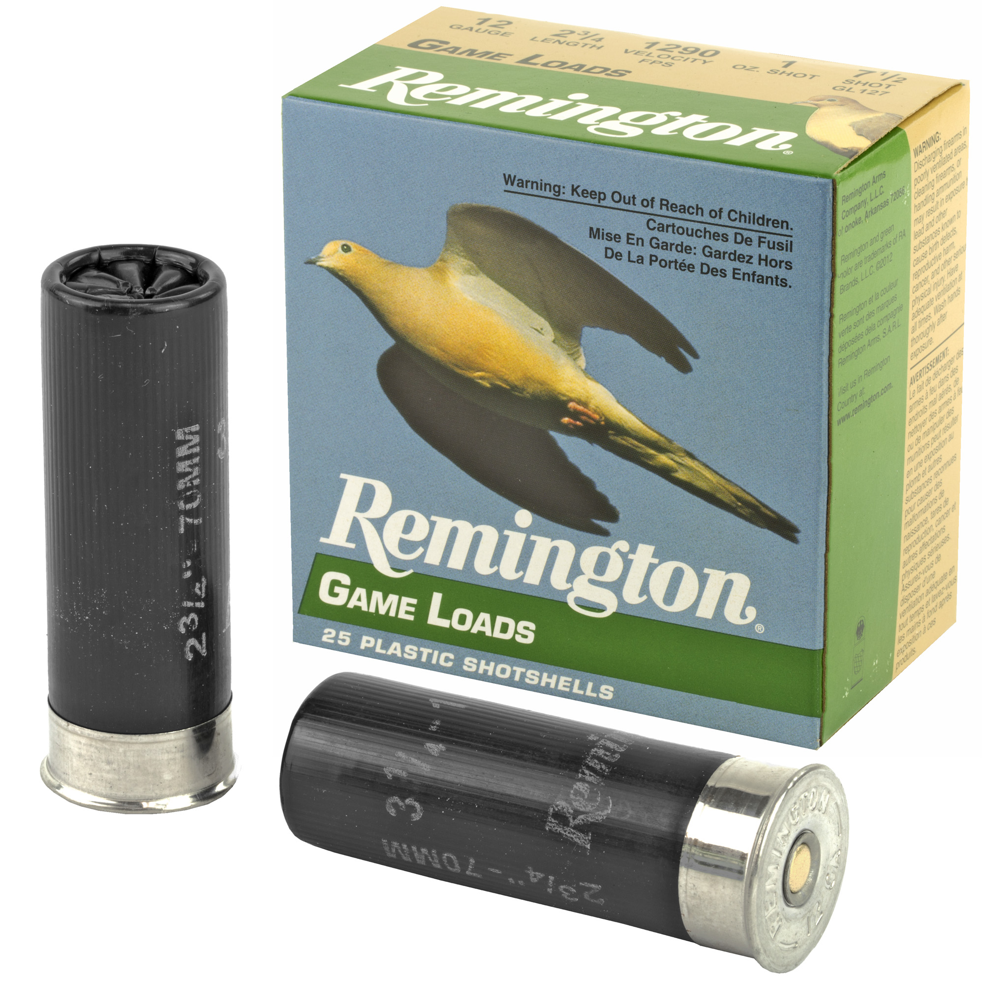Remington Gam Load 12 Gauge 2″ 3/4″ #7.5 25/250 bulk ammo product image