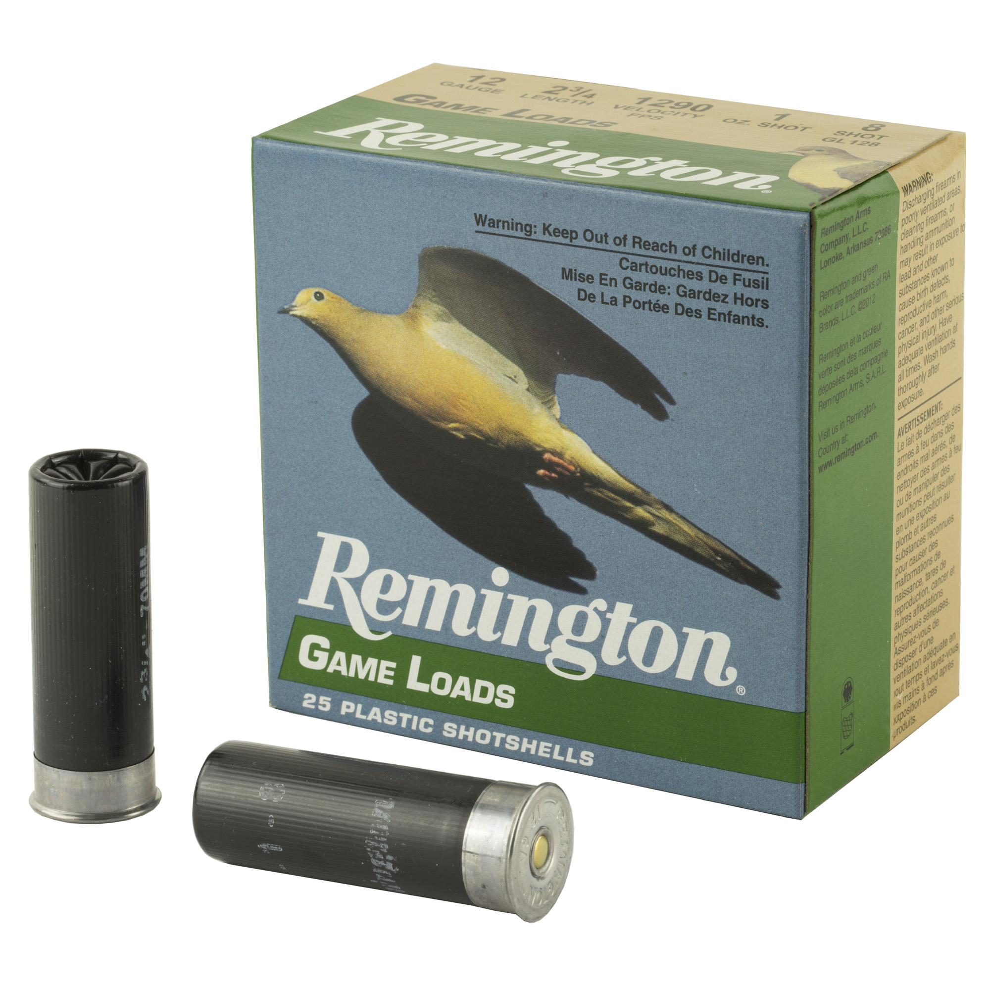 Remington Gam Load 12 Gauge 2″ 3/4″ #8 25/250 bulk ammo product image