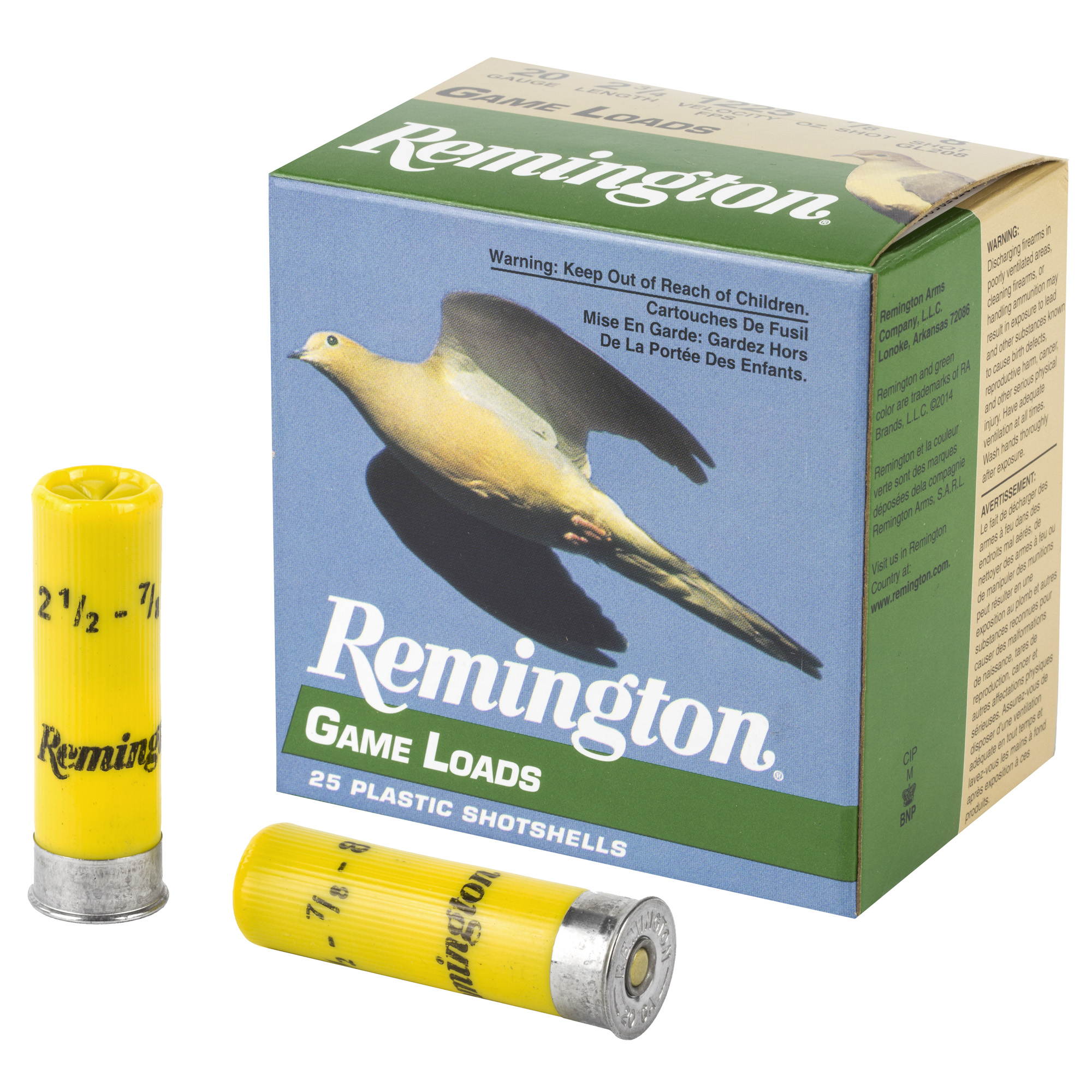Remington Gam Load 20 Gauge 2″ 3/4″ #8 25/250 bulk ammo product image