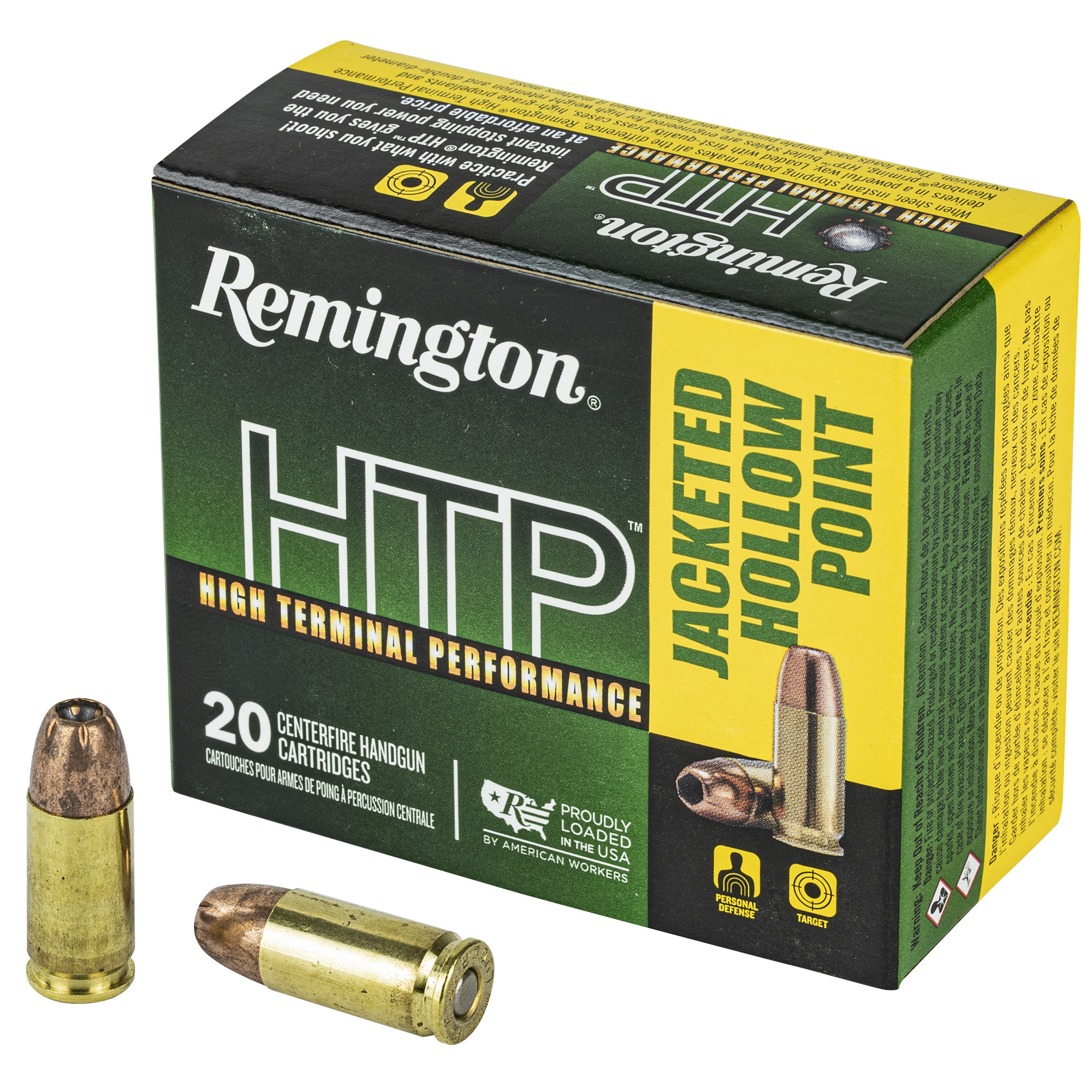 Remington Htp 9mm +P 115 Grain JHP 20/500 bulk ammo product image
