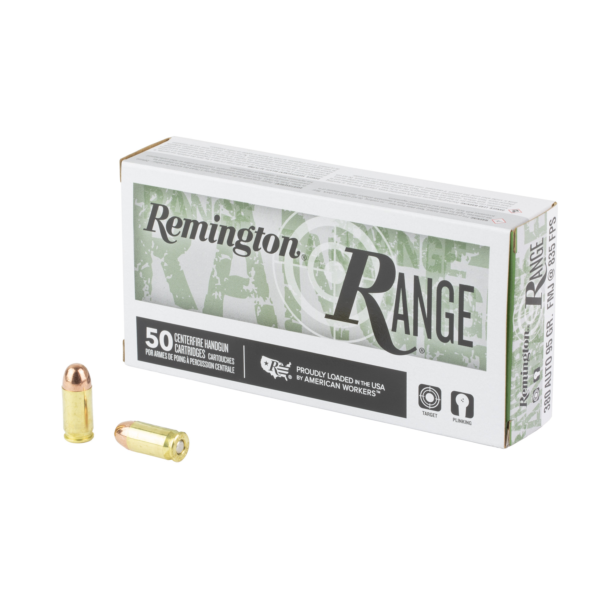 Remington Range 380auto 95 Grain FMJ 50/500 bulk ammo product image
