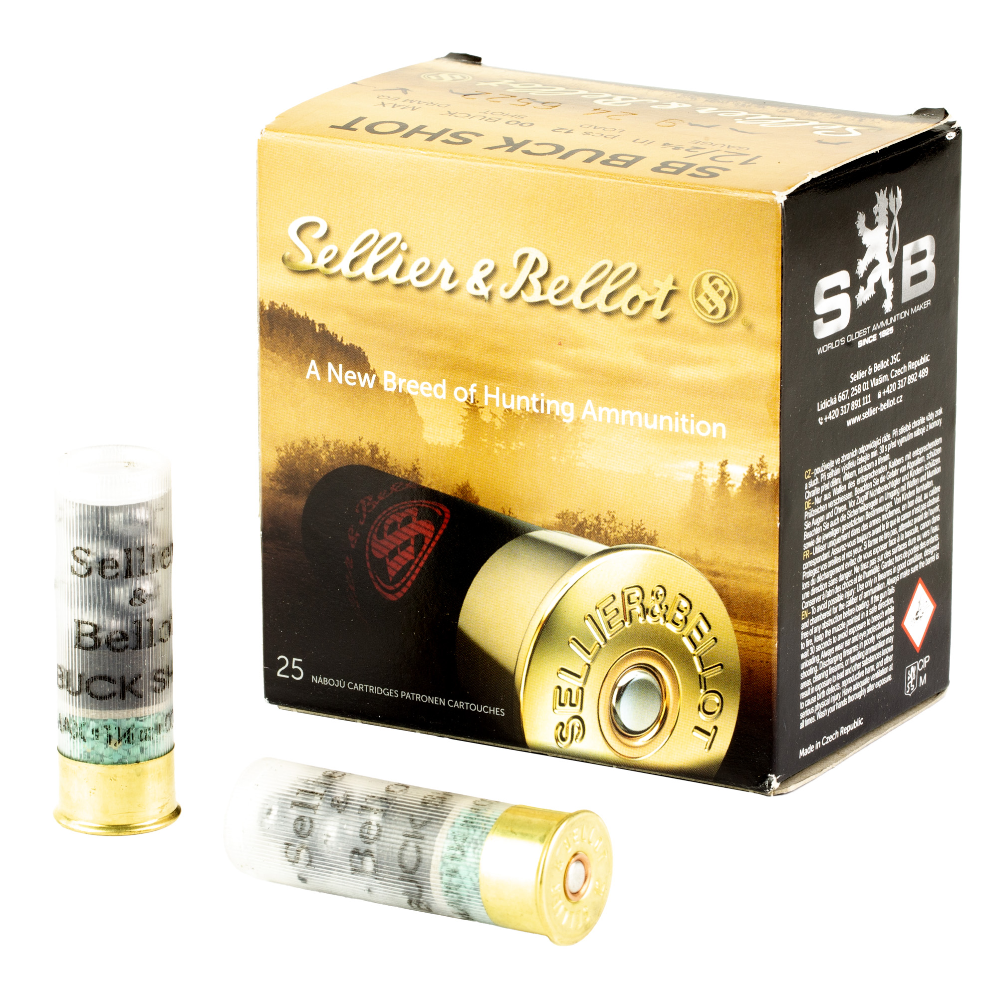 S&B 12 Gauge 2.75″ 1.25 oz 00 Buck 12 Pellets 25/250 bulk ammo product image