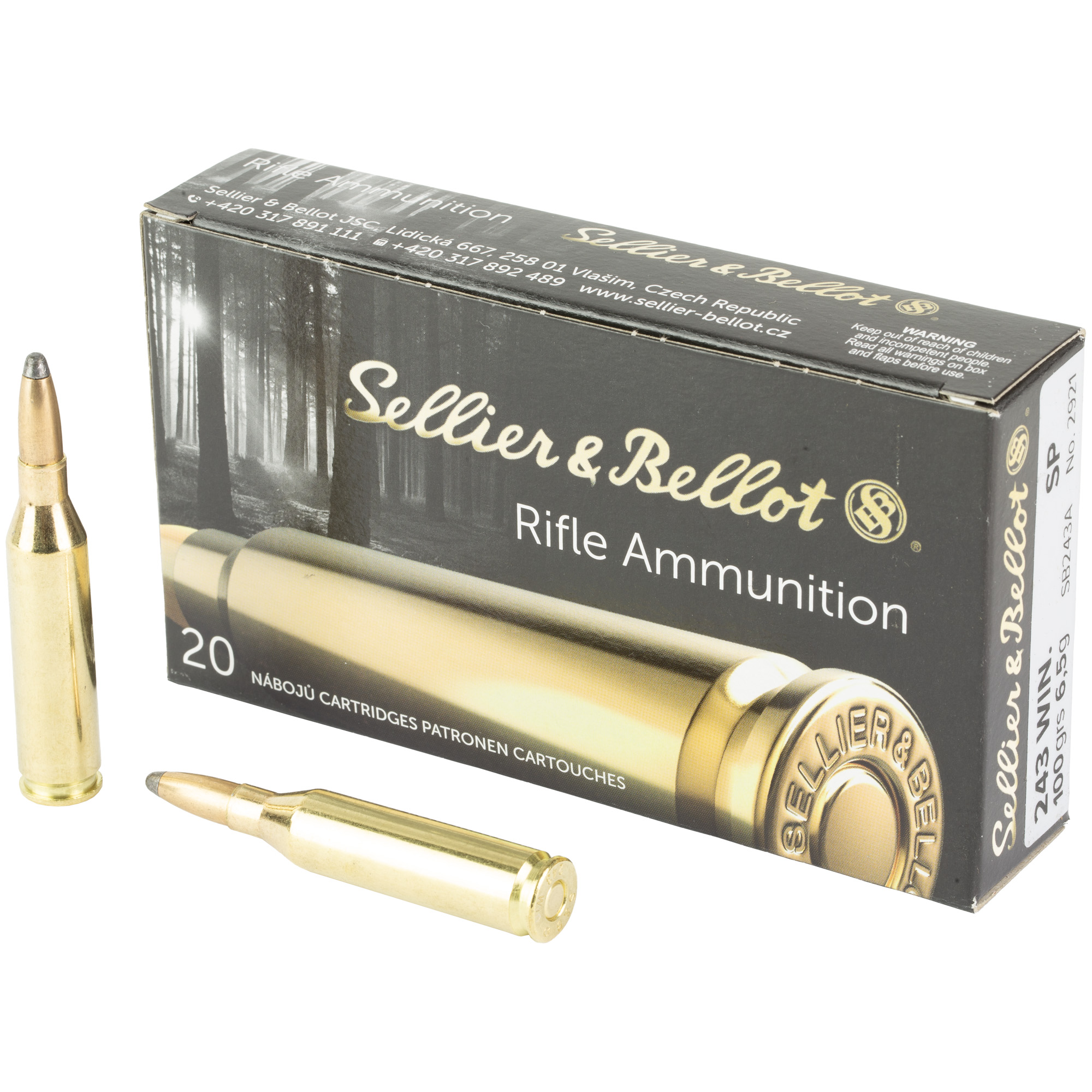 S&B 243win 100 Grain SP 20/500 bulk ammo product image