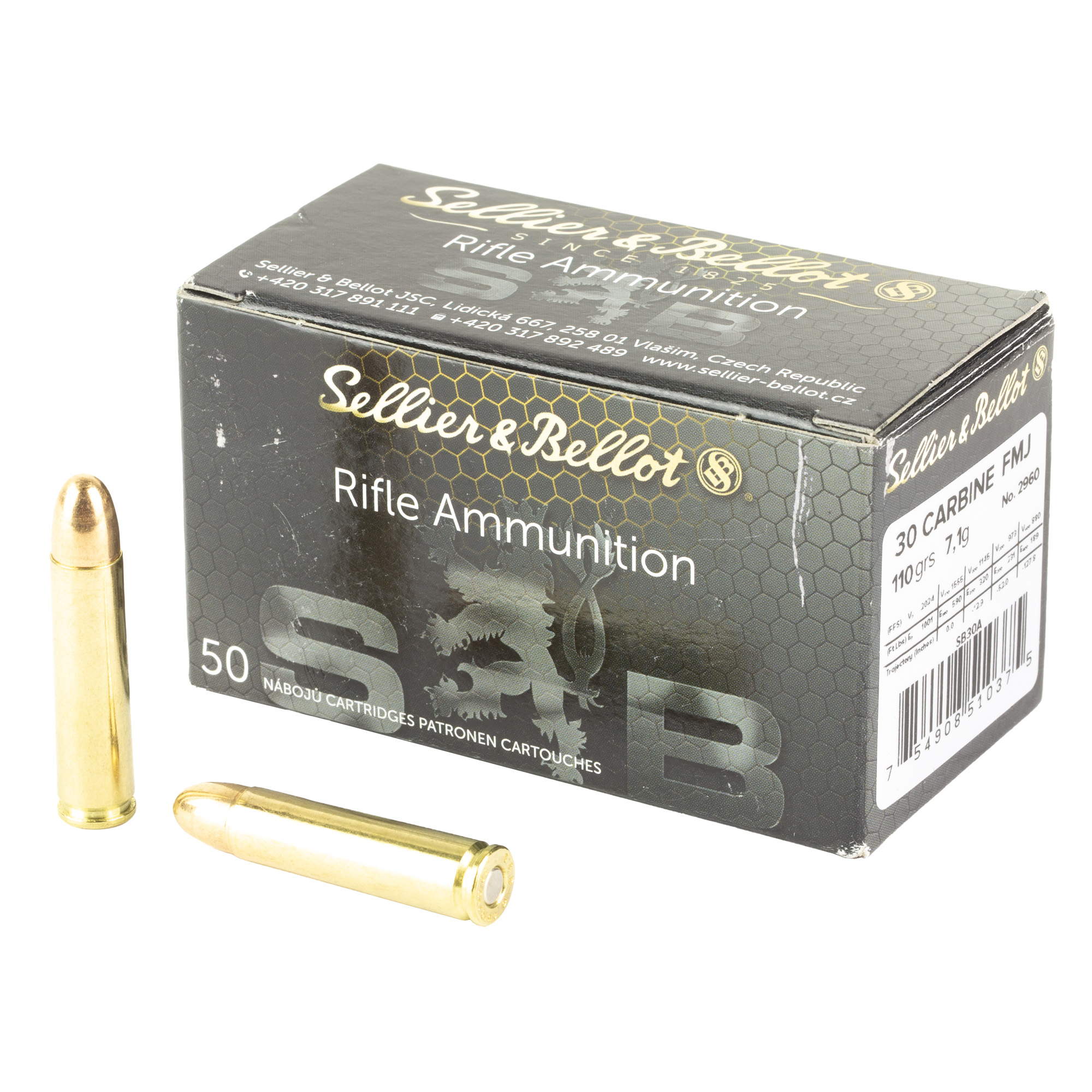 S&B 30carbine 110 Grain FMJ 50/1000 bulk ammo product image