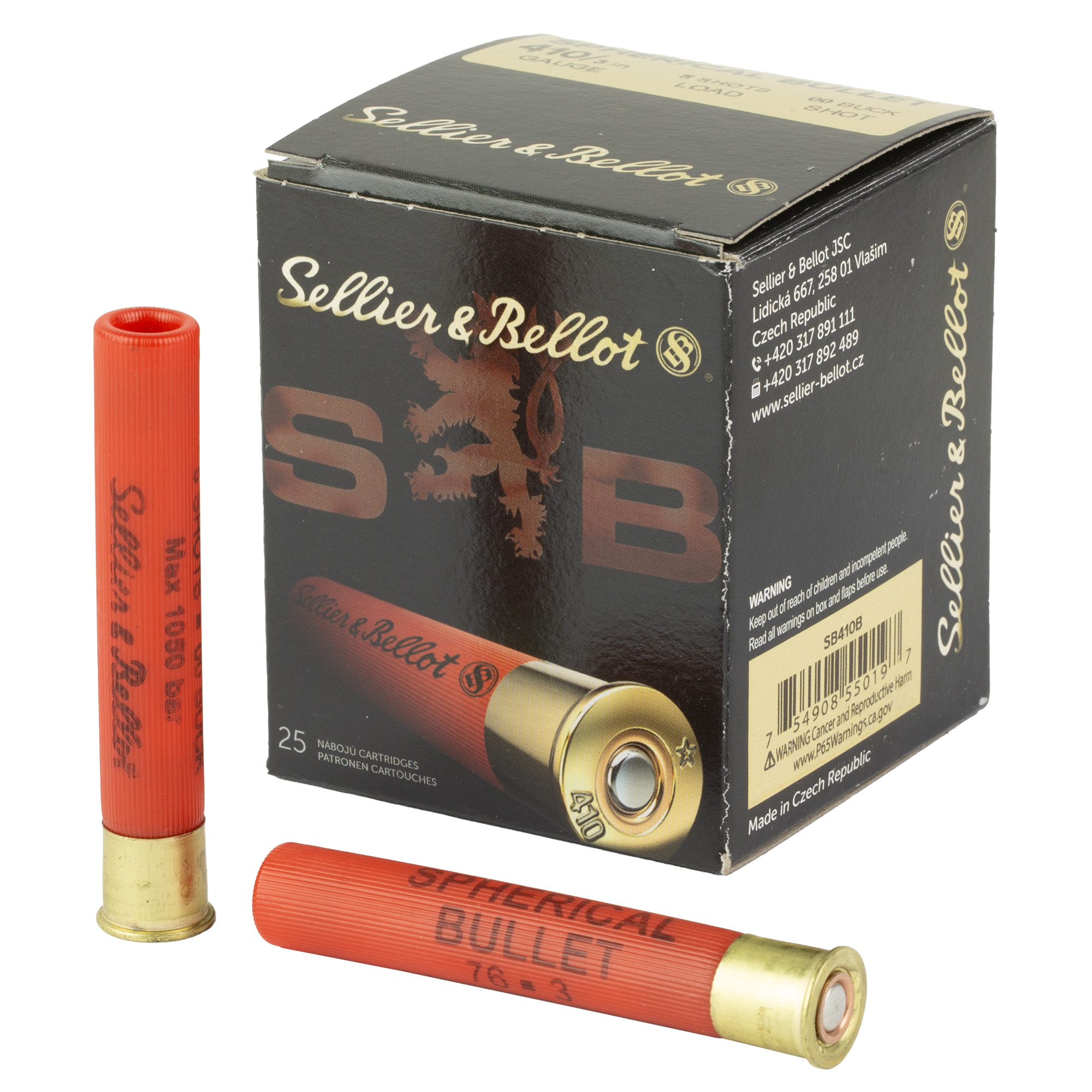S&B 410 3″ 00 Buckshot 5 Pellets 25/500 bulk ammo product image