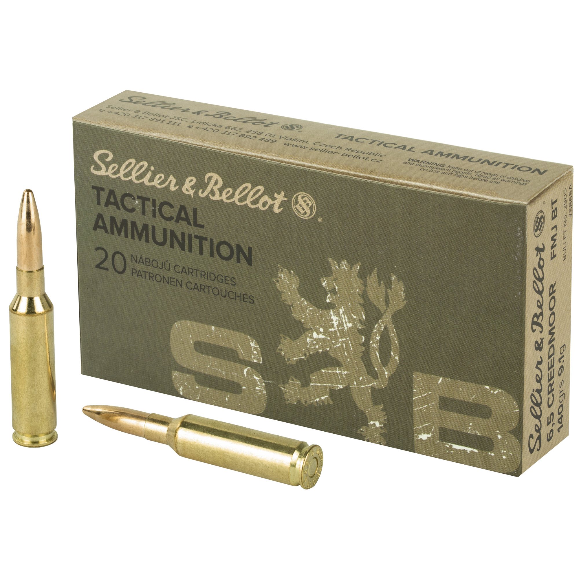S&B 6.5 Creedmoor 140 Grain FMJ 20/500 bulk ammo product image