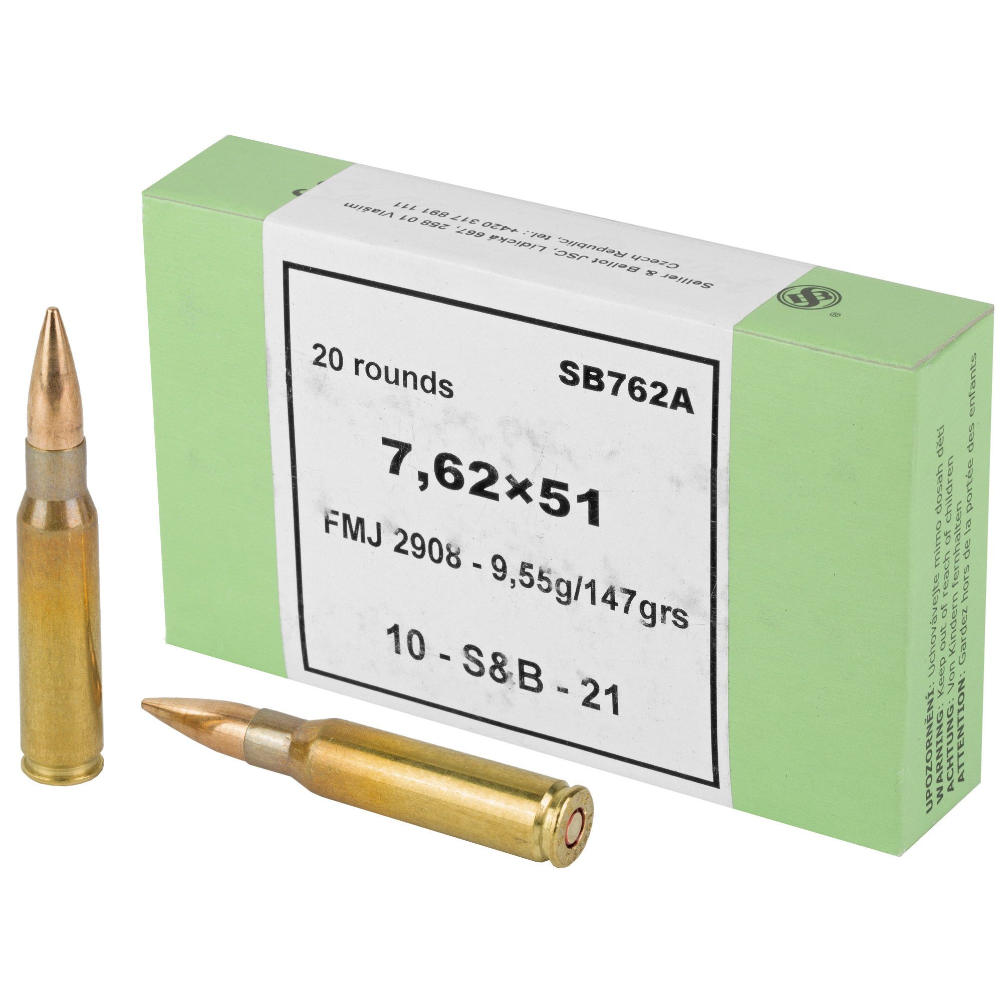S&B 762×51 147 Grain FMJ 20/600 bulk ammo product image