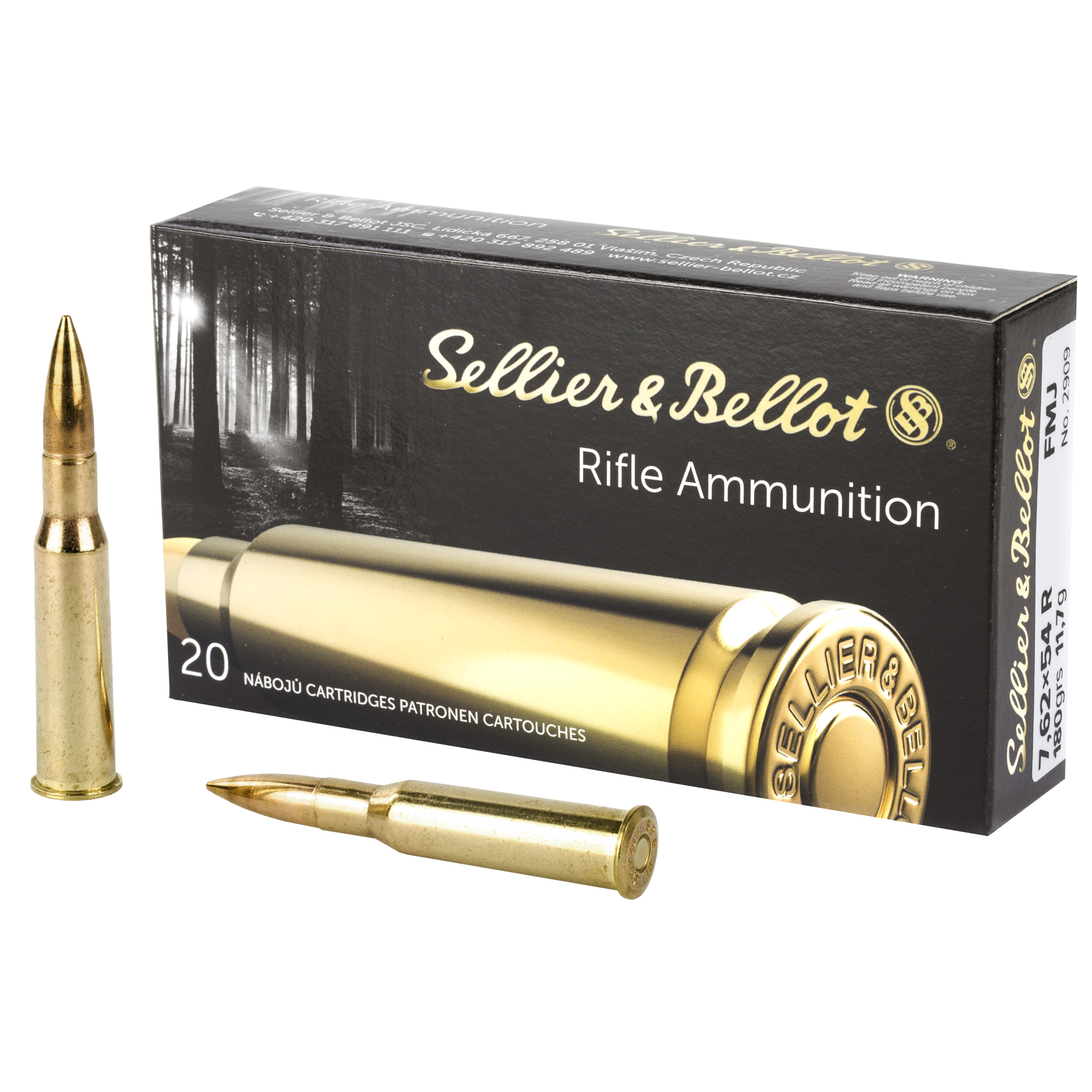 S&B 762x54r 180 Grain FMJ 20/400 bulk ammo product image