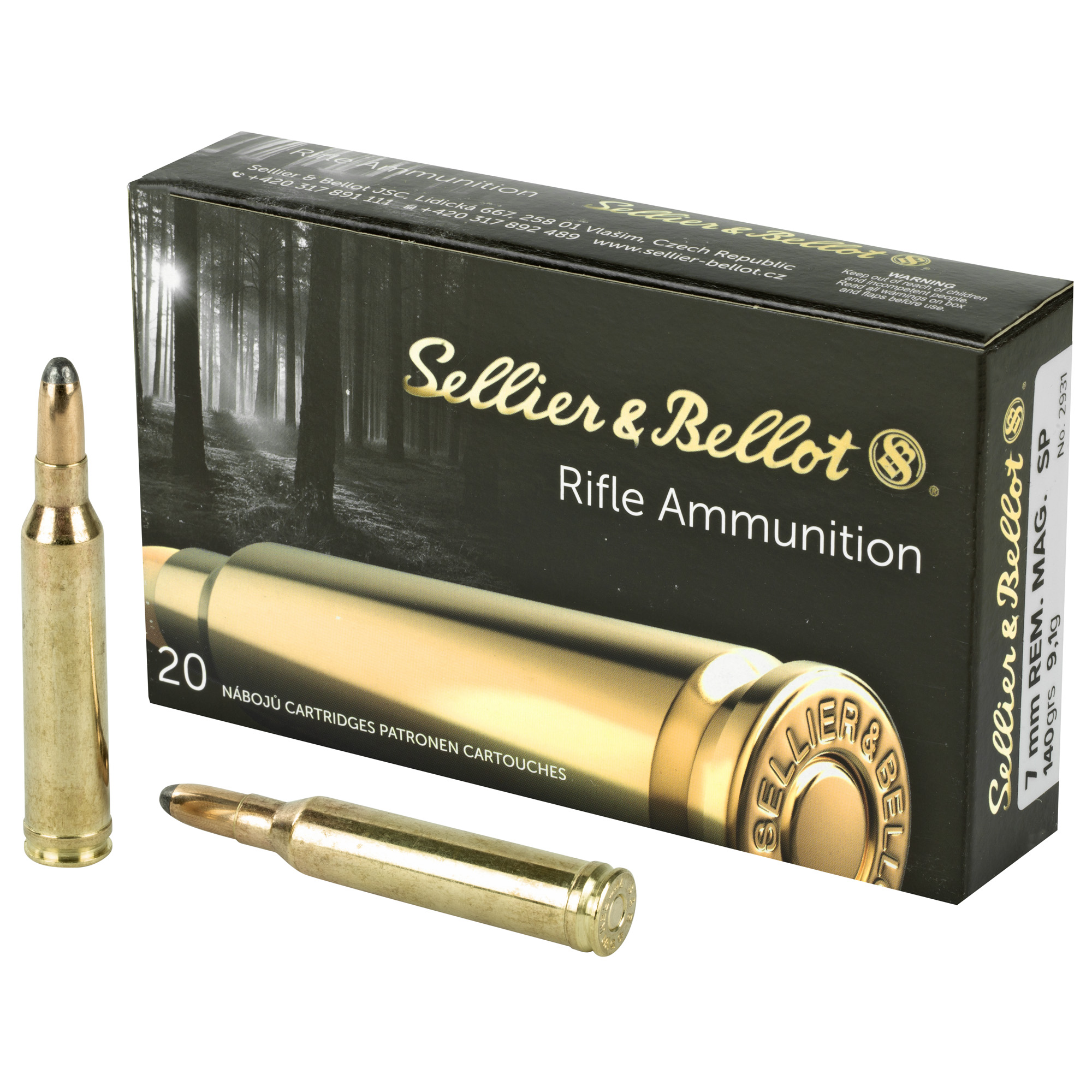 S&B 7mm Rem Mag 140 Grain SP 20/400 bulk ammo product image