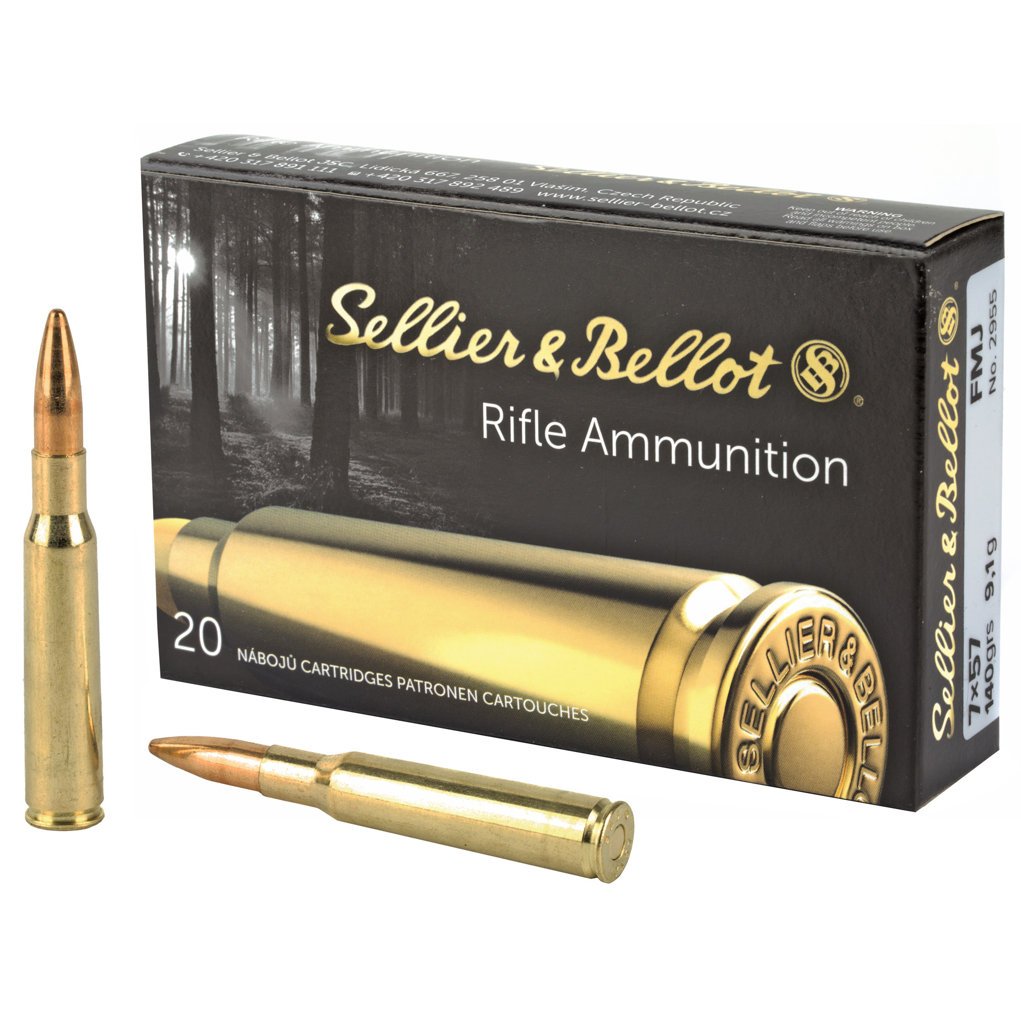 S&B 7×57 140 Grain FMJ 20/400 bulk ammo product image