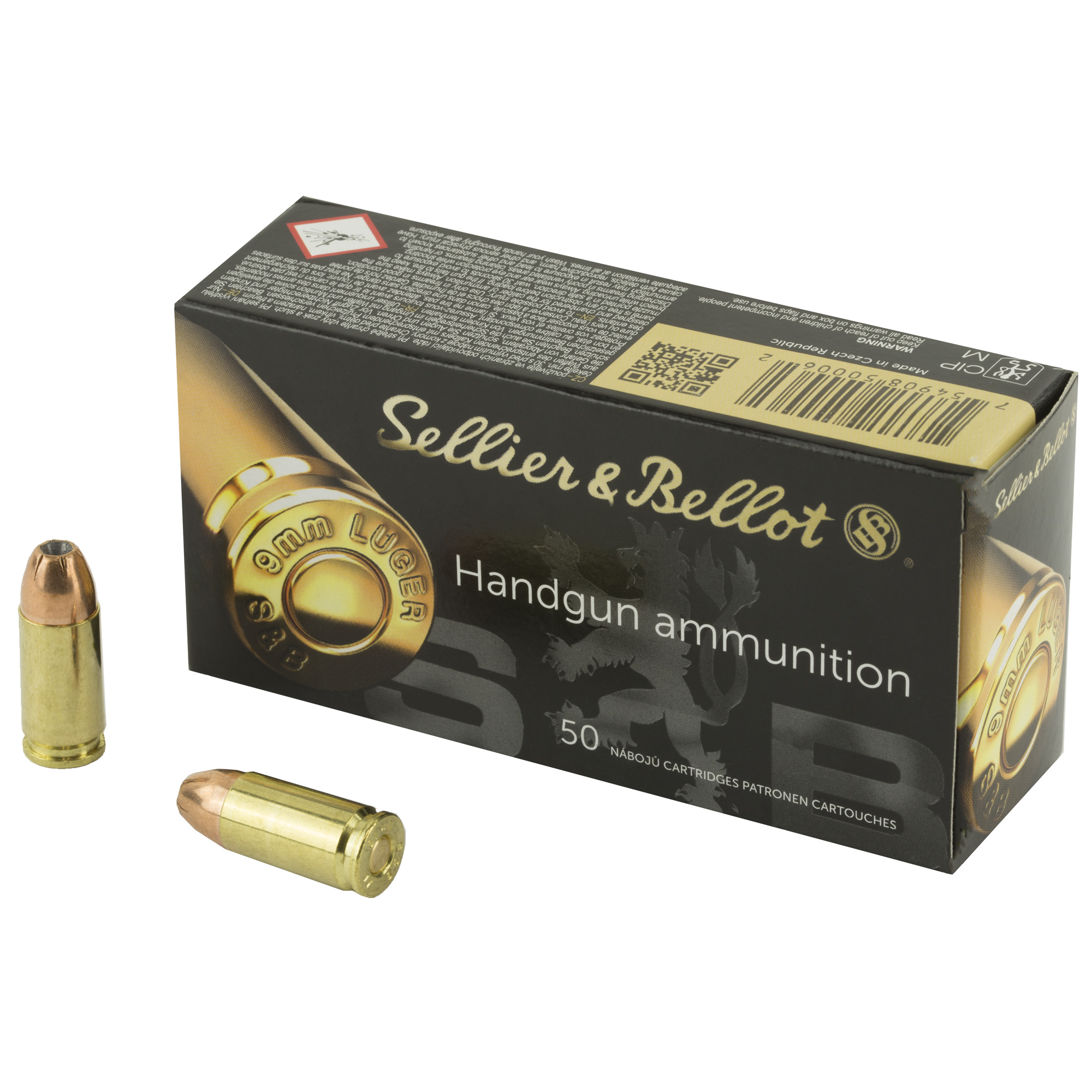 S&B 9mm 115 Grain JHP 50/1000 bulk ammo product image