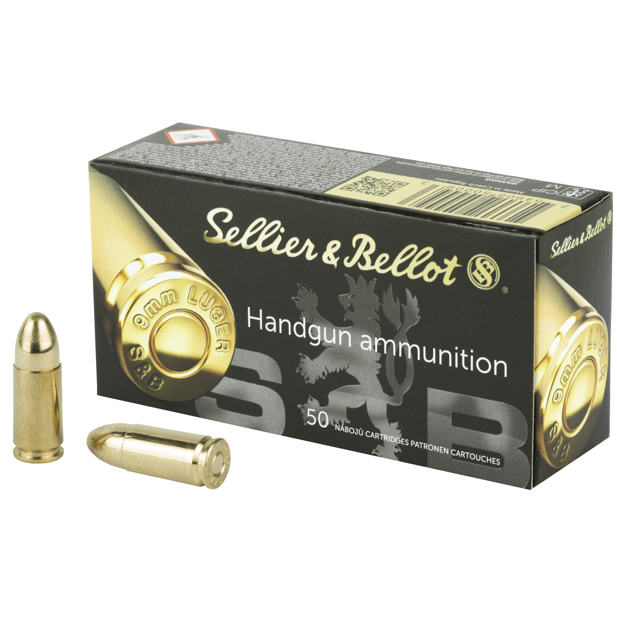 S&B 9mm 124 Grain FMJ 50/1000 bulk ammo product image