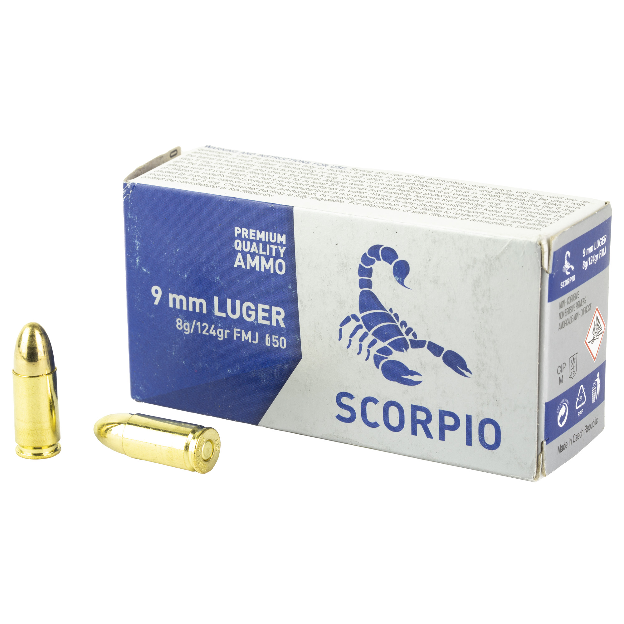 Scorpio Ammo 9mm 124 Grain FMJ 50/1000 bulk ammo product image