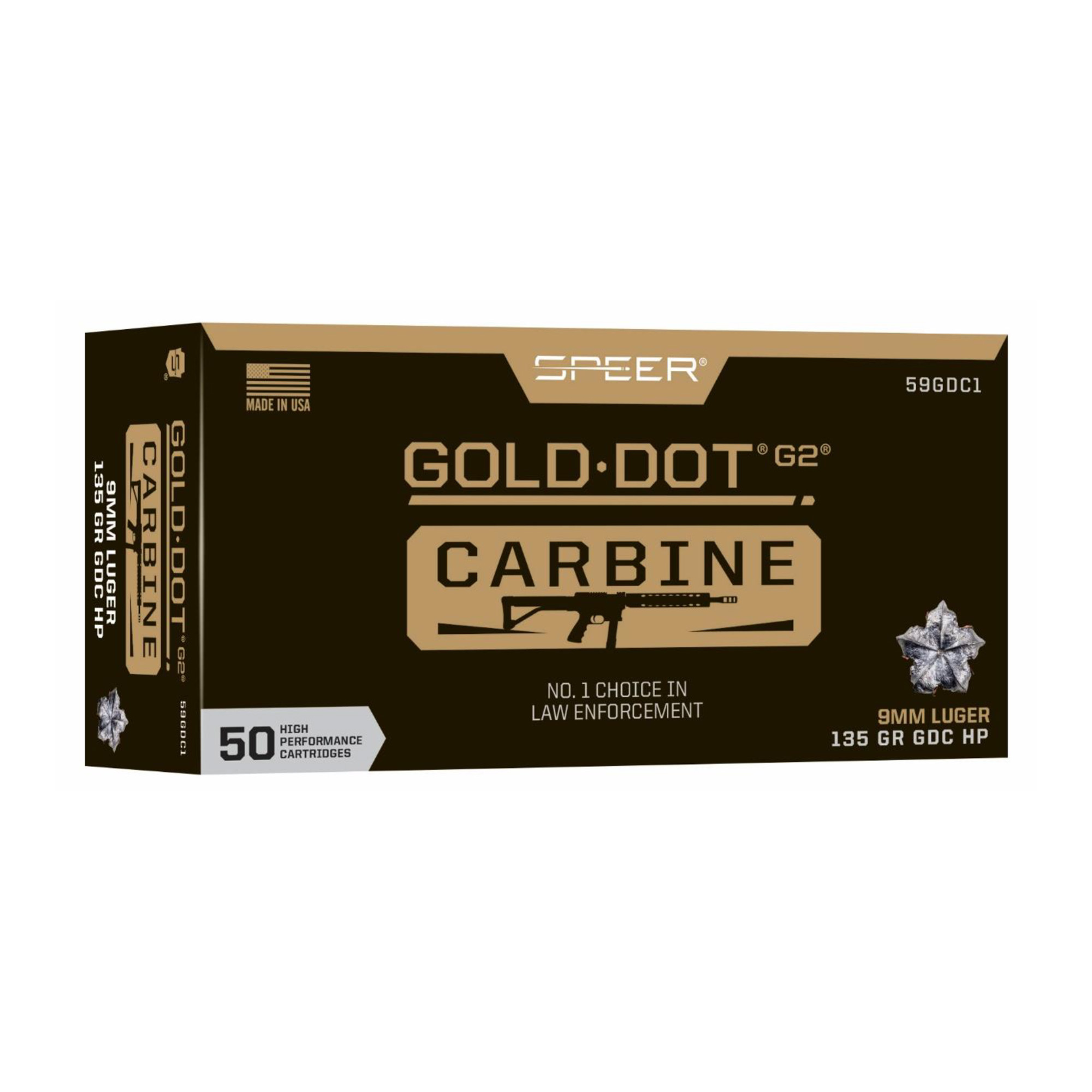 Speer Gold Dot 9mm 135 Grain HP 50/1000 bulk ammo product image