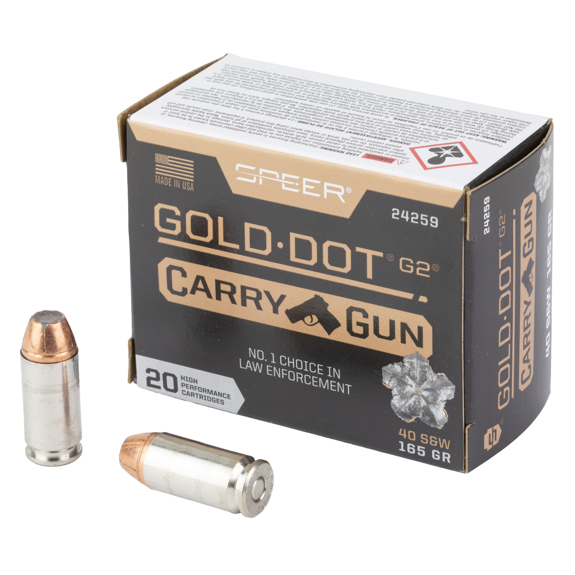 Spr Gld Dot Carry Gun 40s&w 165 Grain HP bulk ammo product image