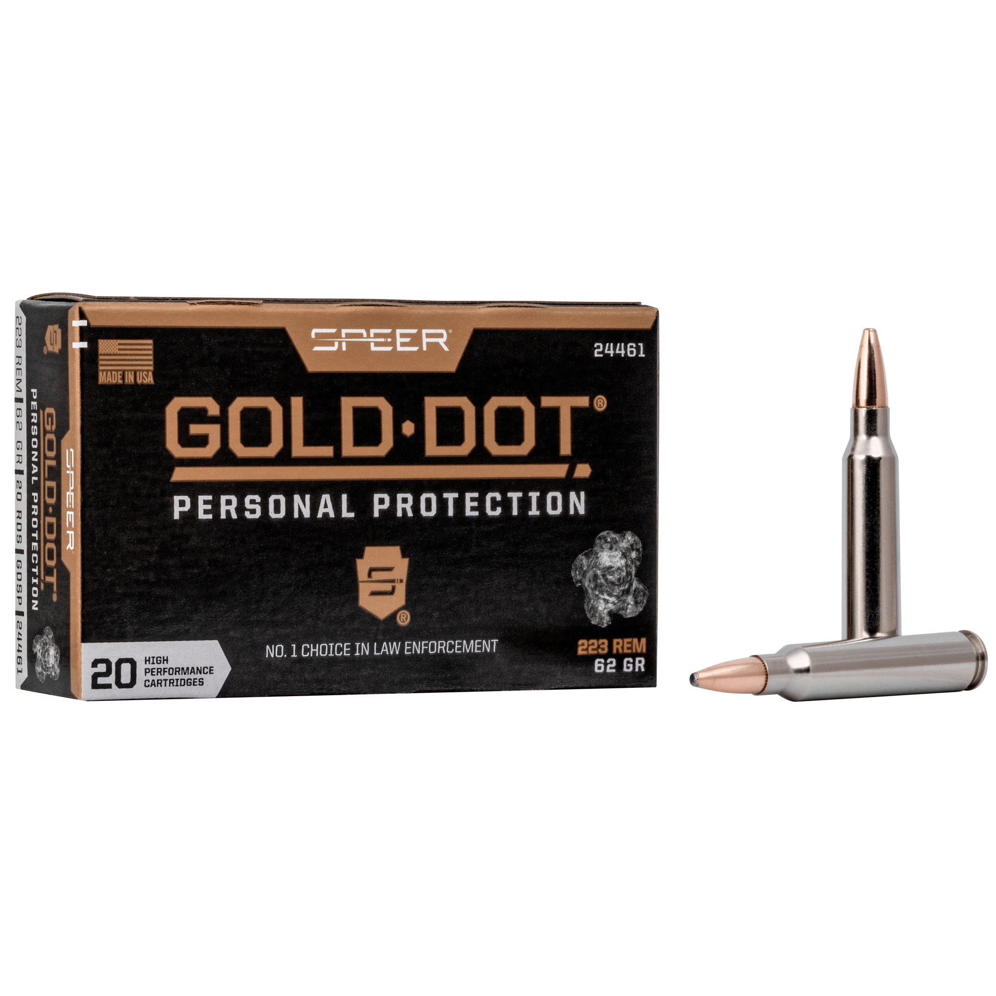 Spr Gold Dot 223 Rem 62 Grain SP 20/200 bulk ammo product image