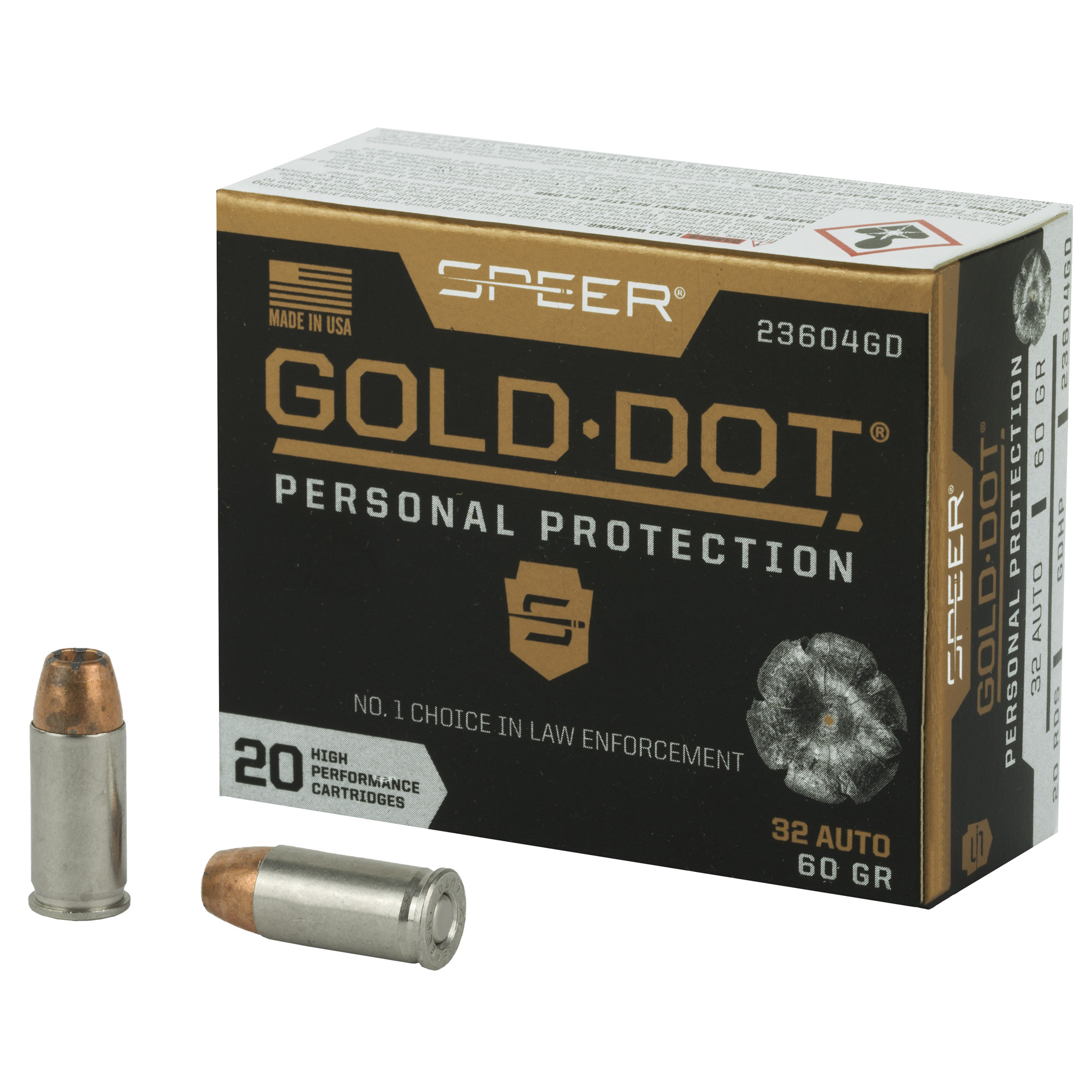 Spr Gold Dot 32acp 60 Grain HP 20/200 bulk ammo product image