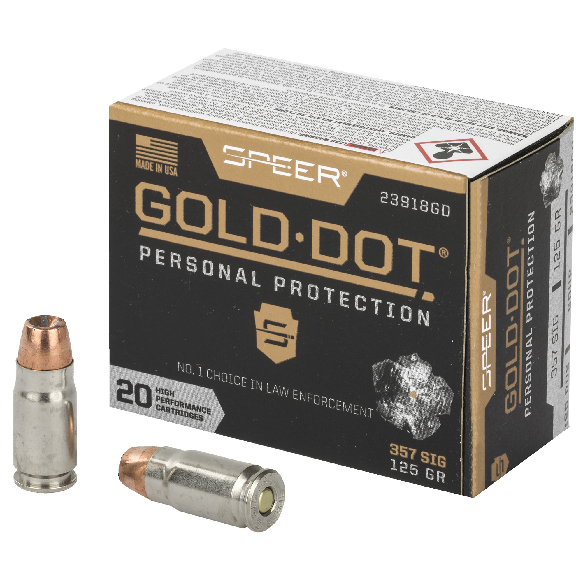 Spr Gold Dot 357sig 125 Grain HP 20/200 bulk ammo product image