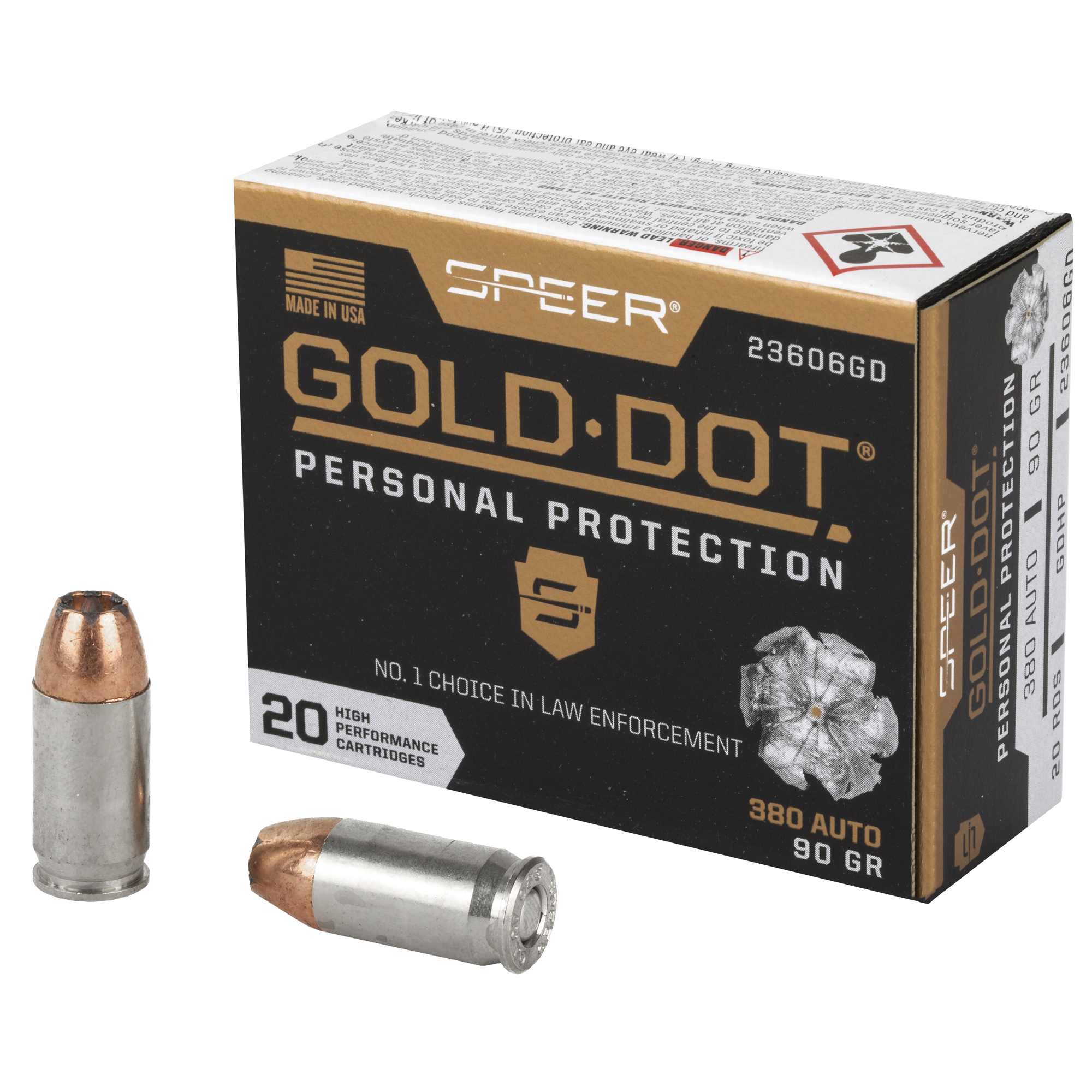 Spr Gold Dot 380 ACP 90 Grain HP 20/200 bulk ammo product image