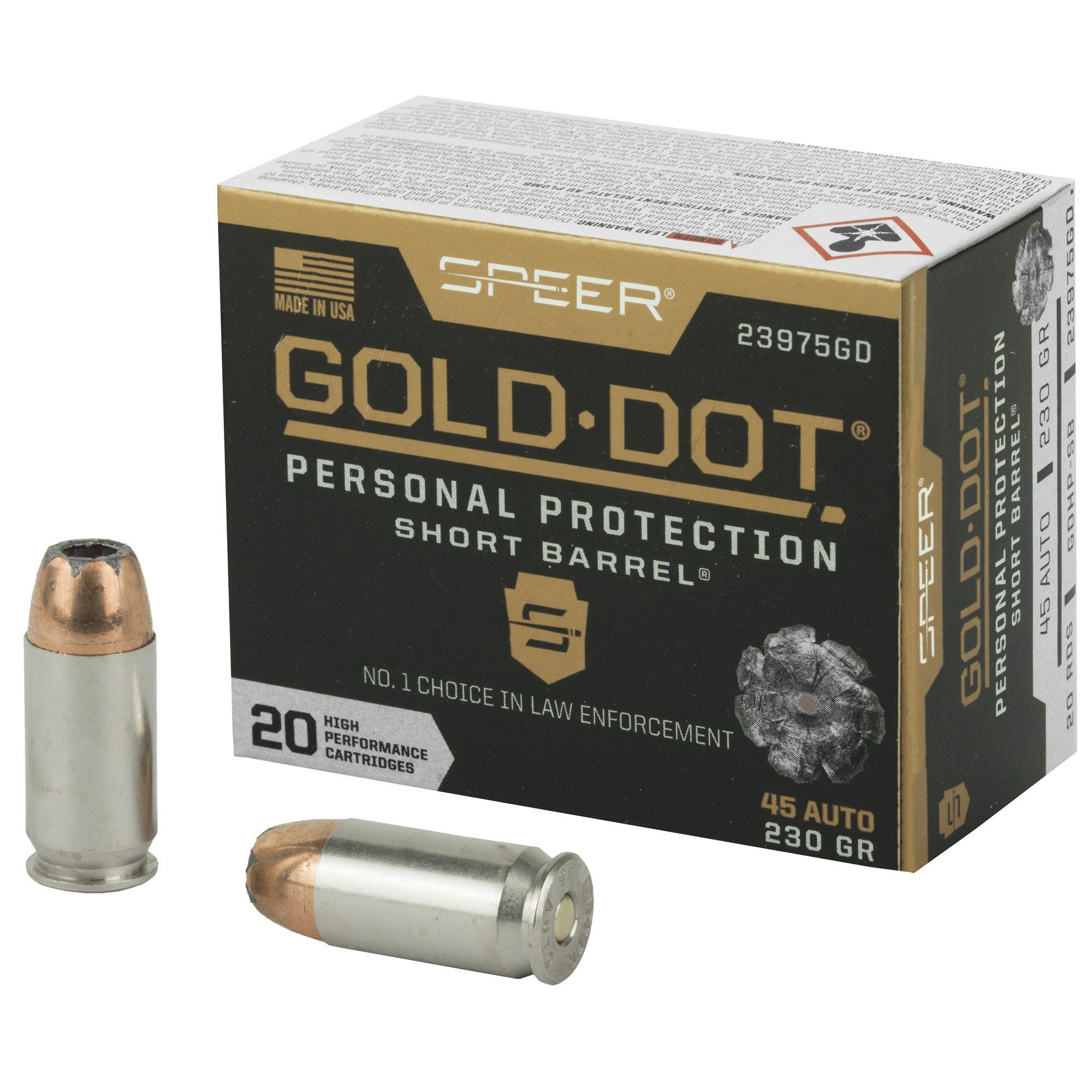 Spr Gold Dot 45 ACP 230g HP Sb 20/200 bulk ammo product image
