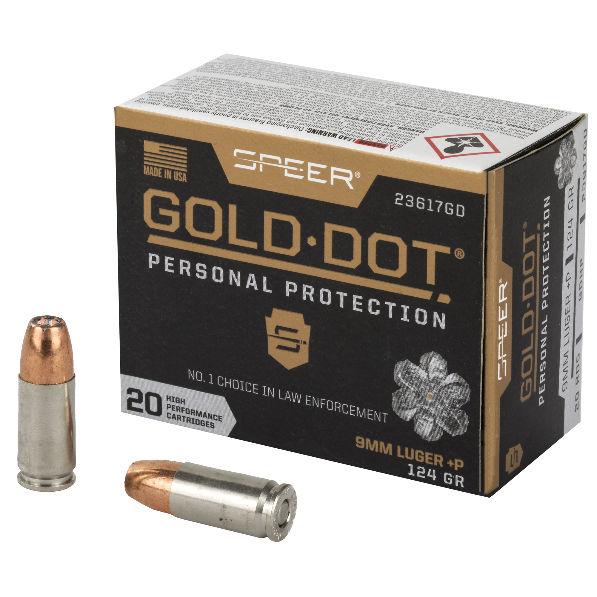 Spr Gold Dot 9mm+p 124 Grain HP 20/200 bulk ammo product image