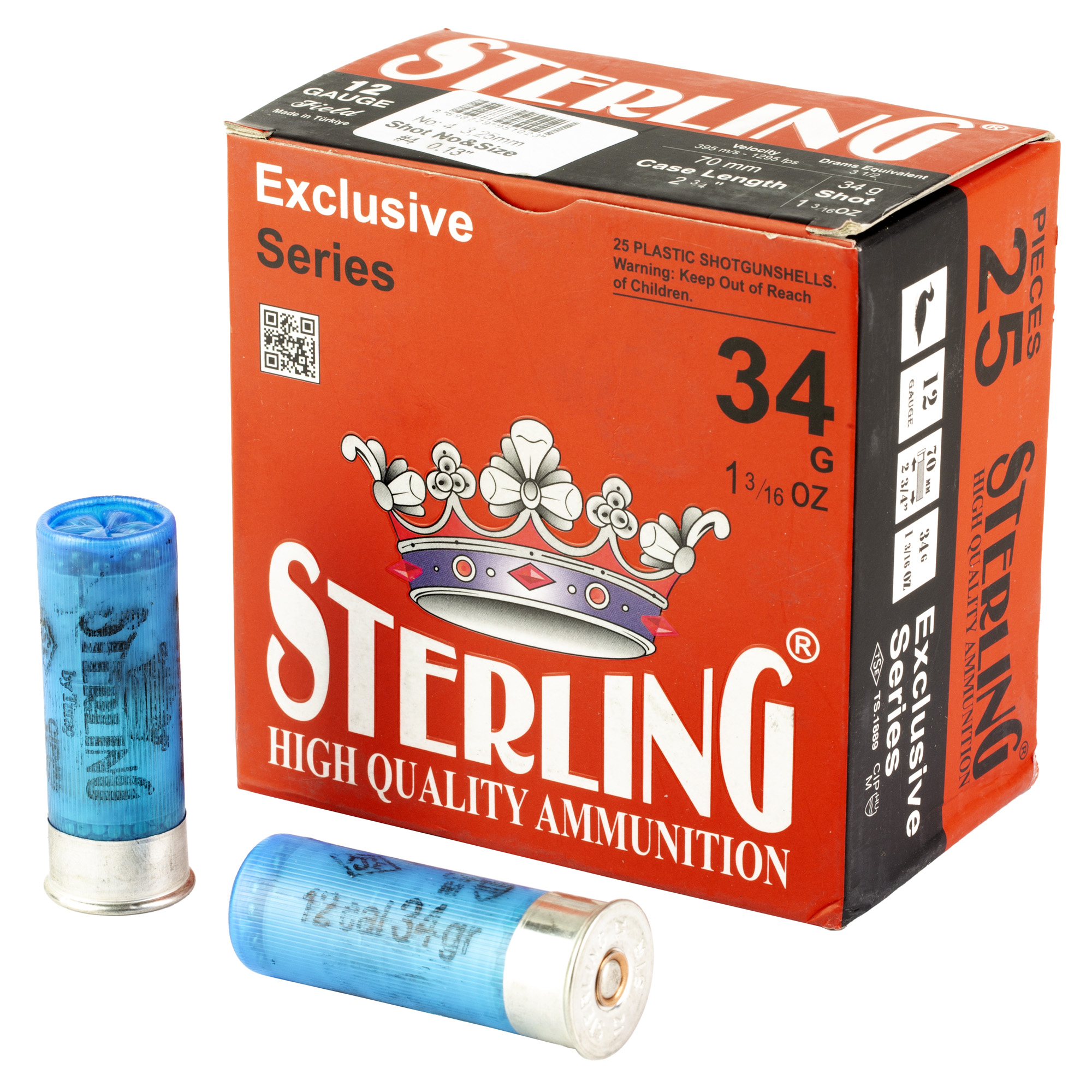 Sterling Exclsv 12 Gauge 2.75″ #4 25/250 bulk ammo product image