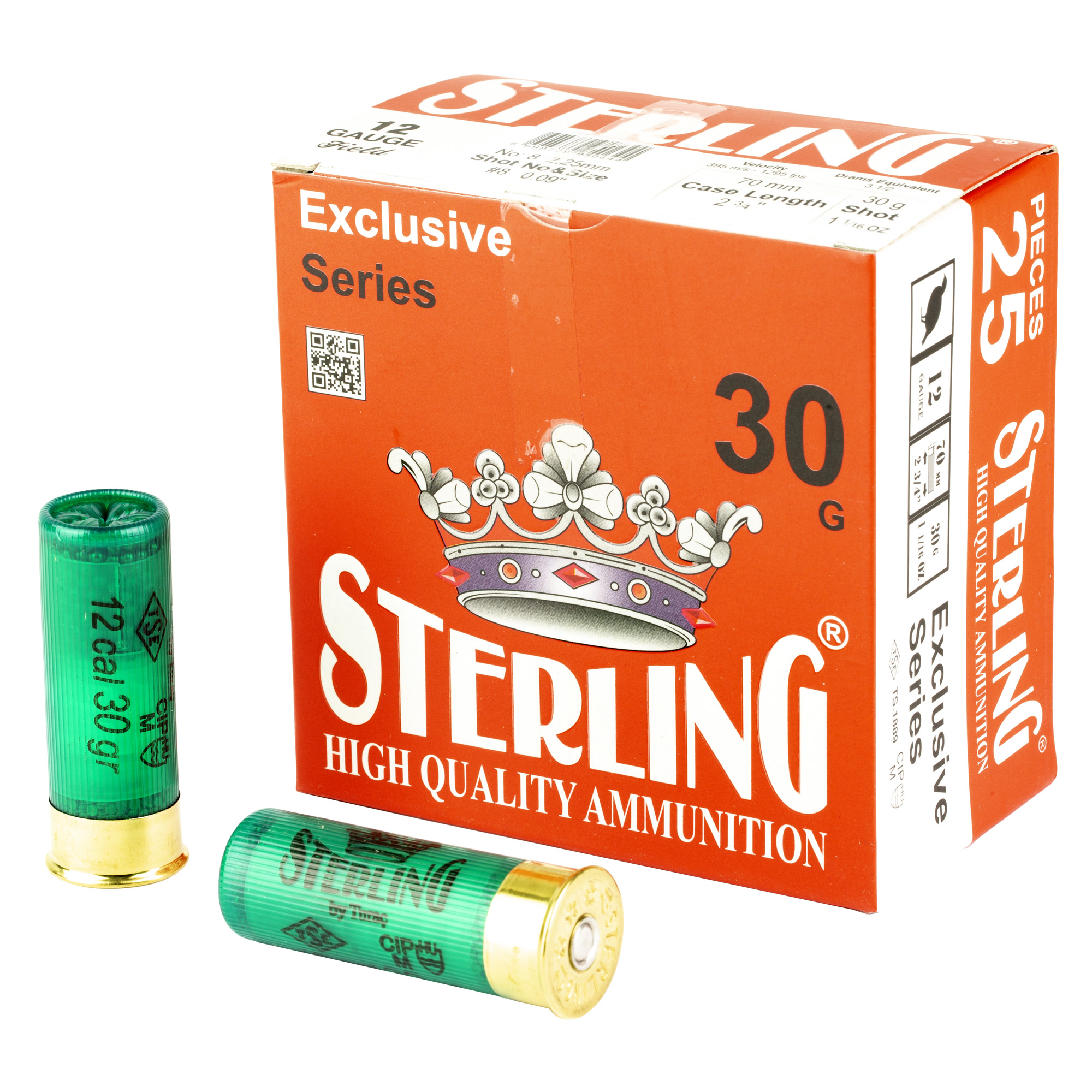 Sterling Exclsv 12 Gauge 2.75″ #8 25/250 bulk ammo product image