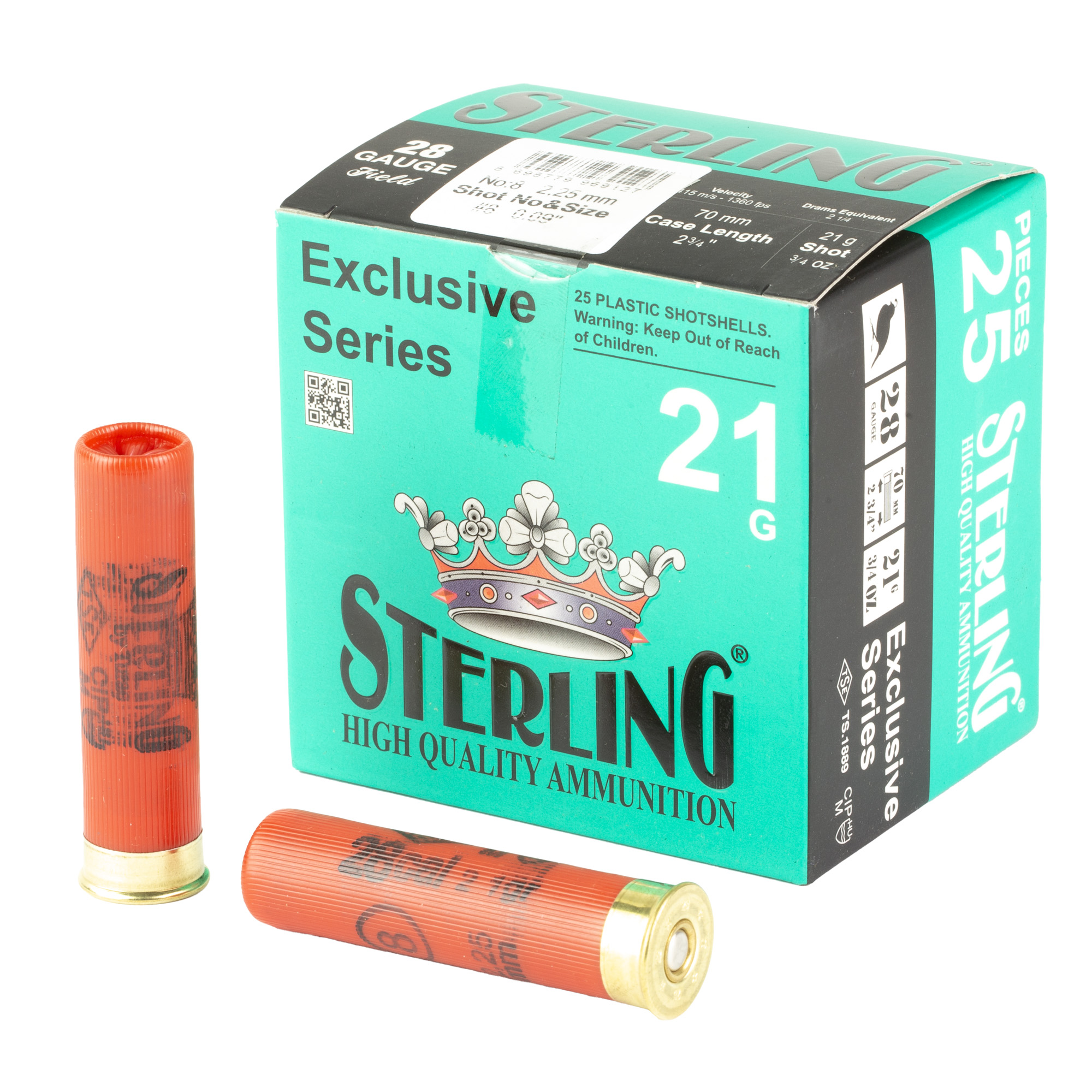 Sterling Exclsv 28 Gauge 2.75″ #8 25/250 bulk ammo product image