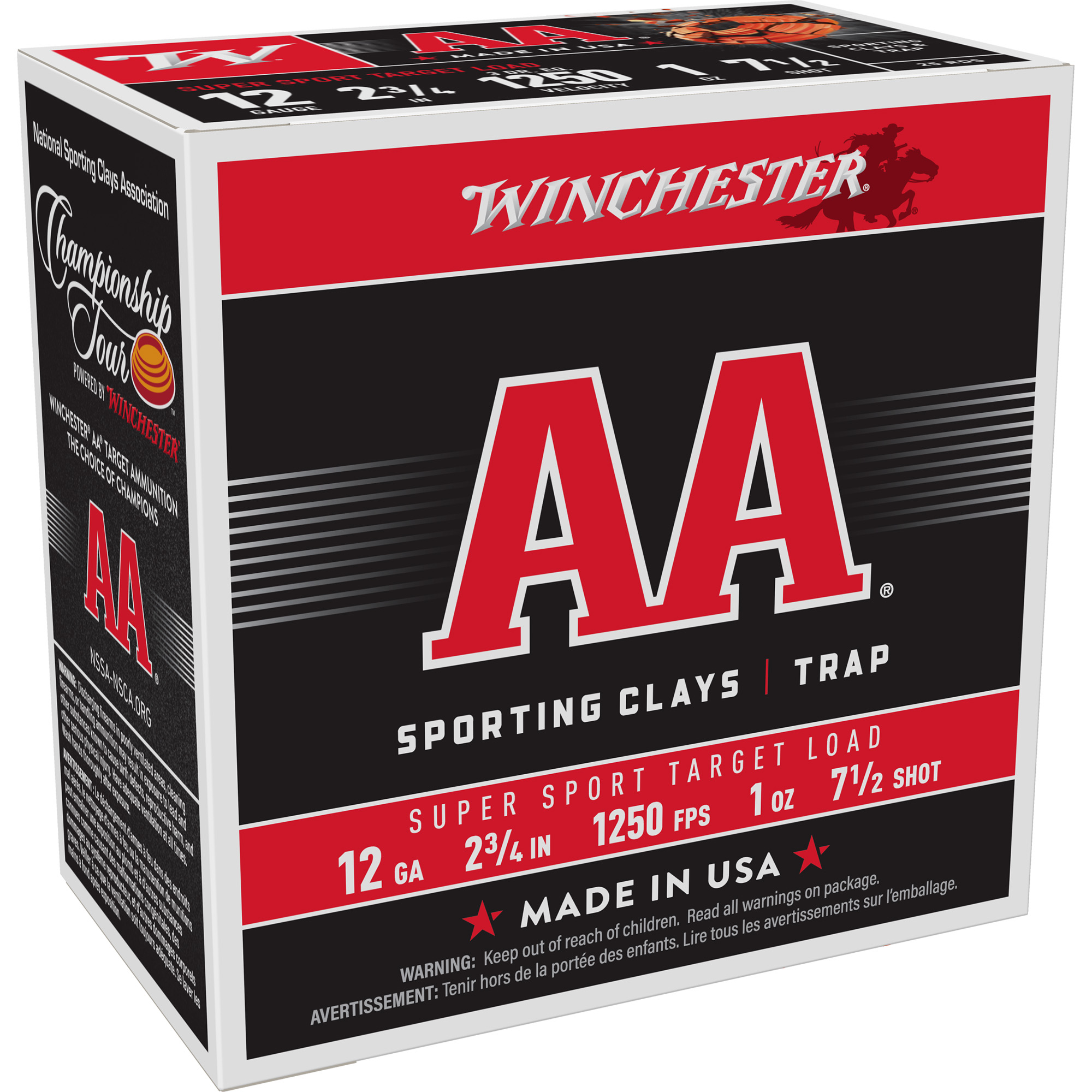 Winchester Aa Sprt Sc 12 Gauge 2.75″ #7.5 25/250 bulk ammo product image