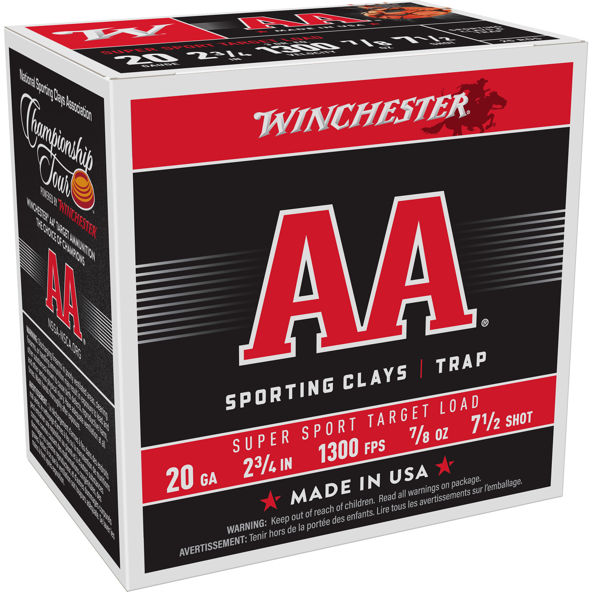 Winchester Aa Sprt Sc 20 Gauge 2.75″ #7.5 25/250 bulk ammo product image