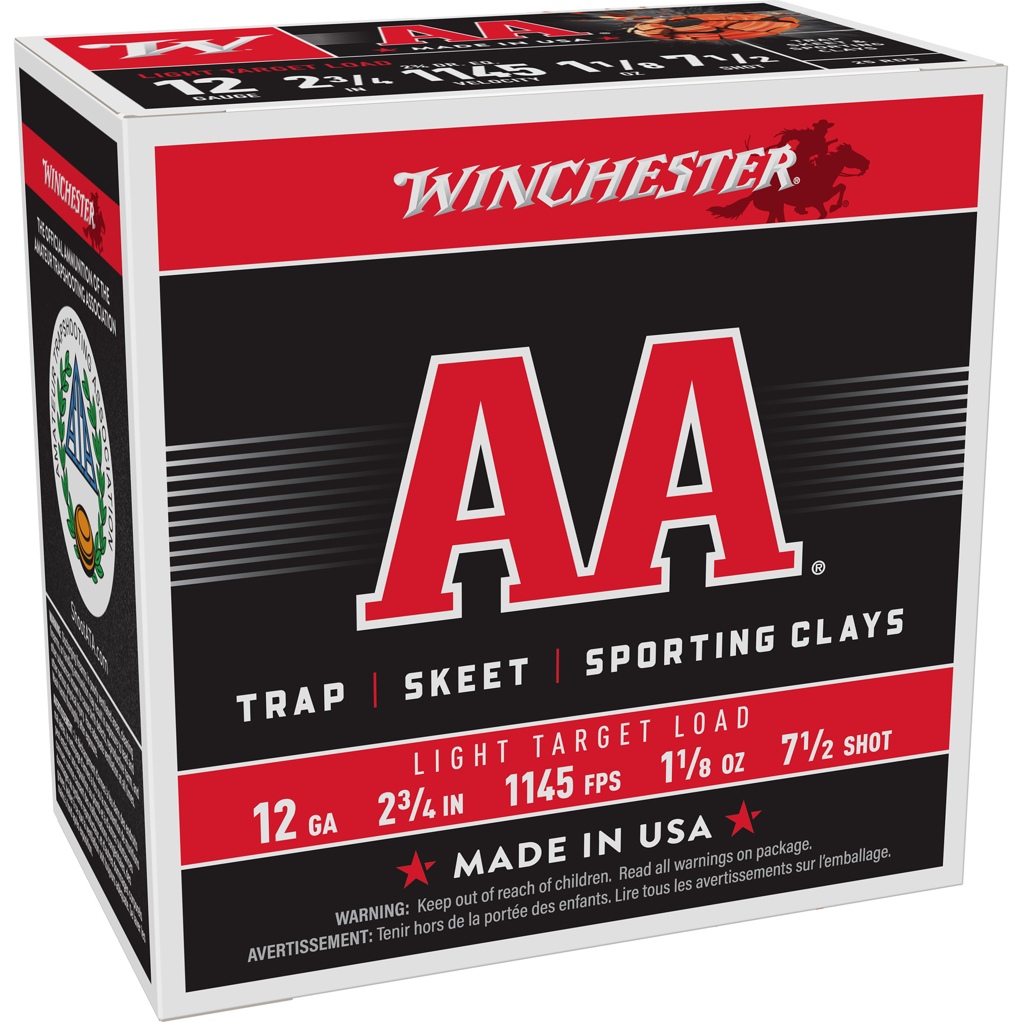 Winchester Aa Trgt 12 Gauge 2.75″ #7.5 25/250 bulk ammo product image