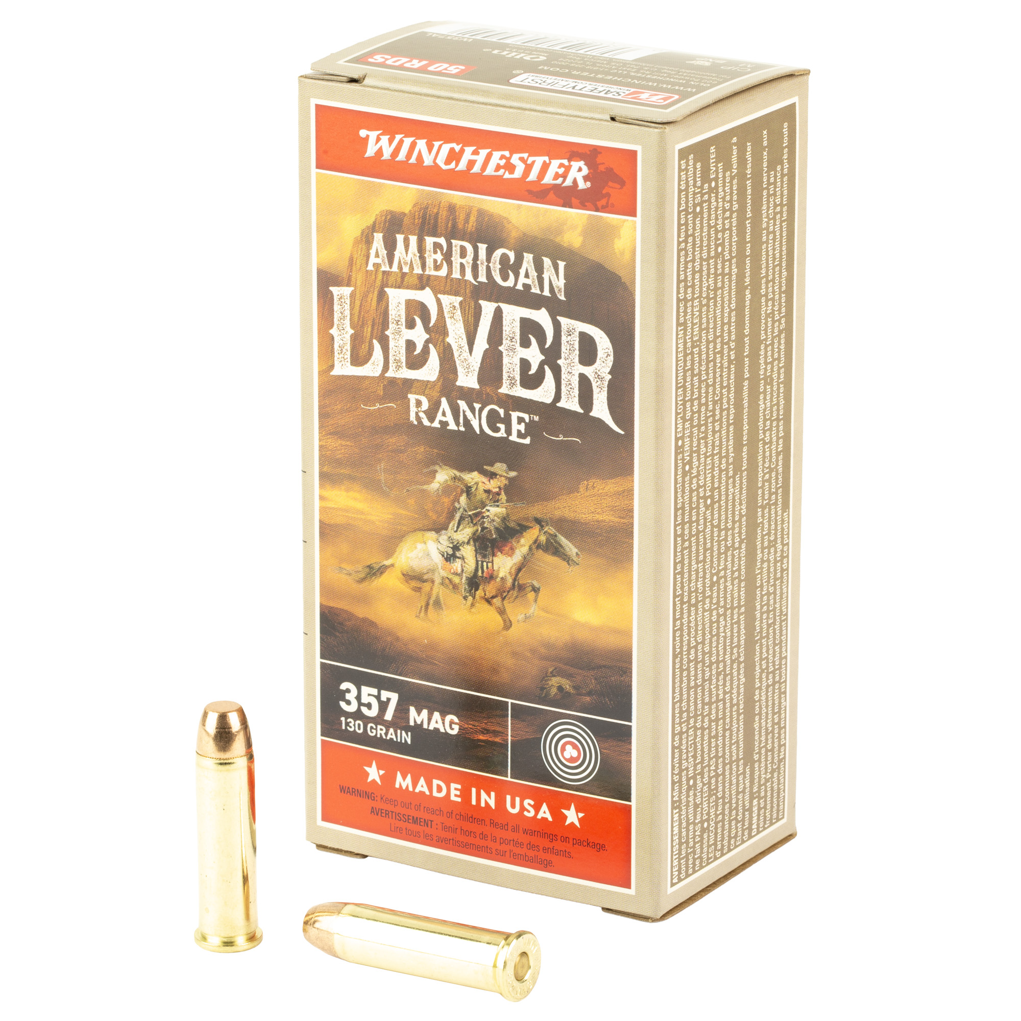Winchester Am Lever 357mag 130 Grain FMJ 50/500 bulk ammo product image